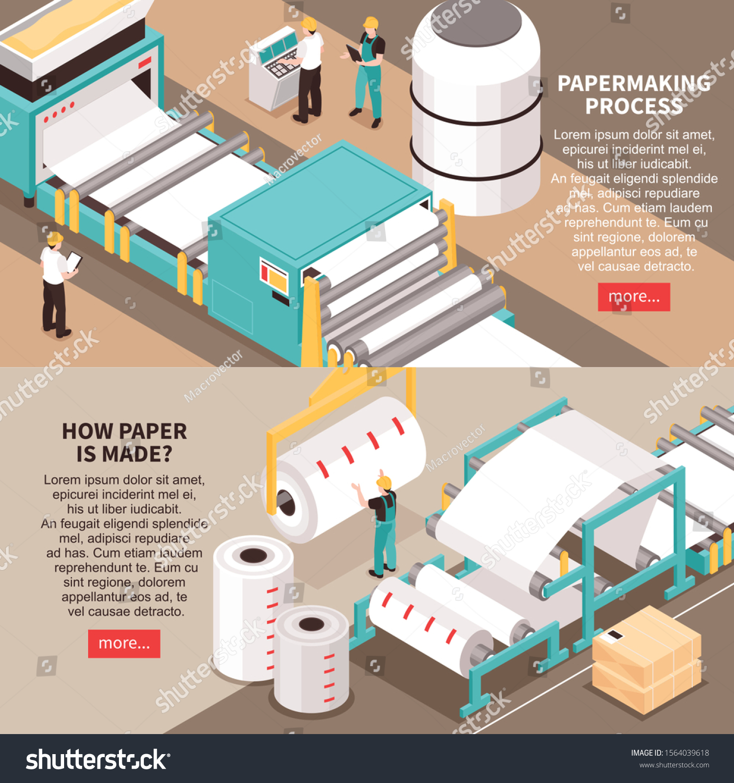 Papermaking Material Manufacture Process 2 Horizontal Stock Vector