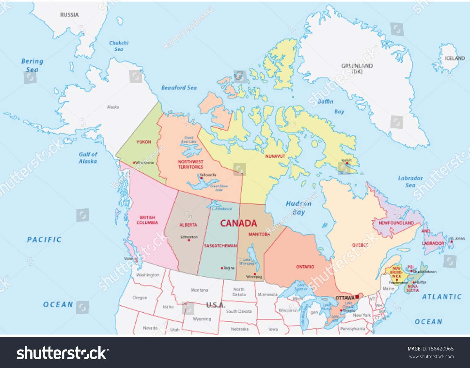 Canada Administrative Map Stock Vector (Royalty Free) 156420965 ...