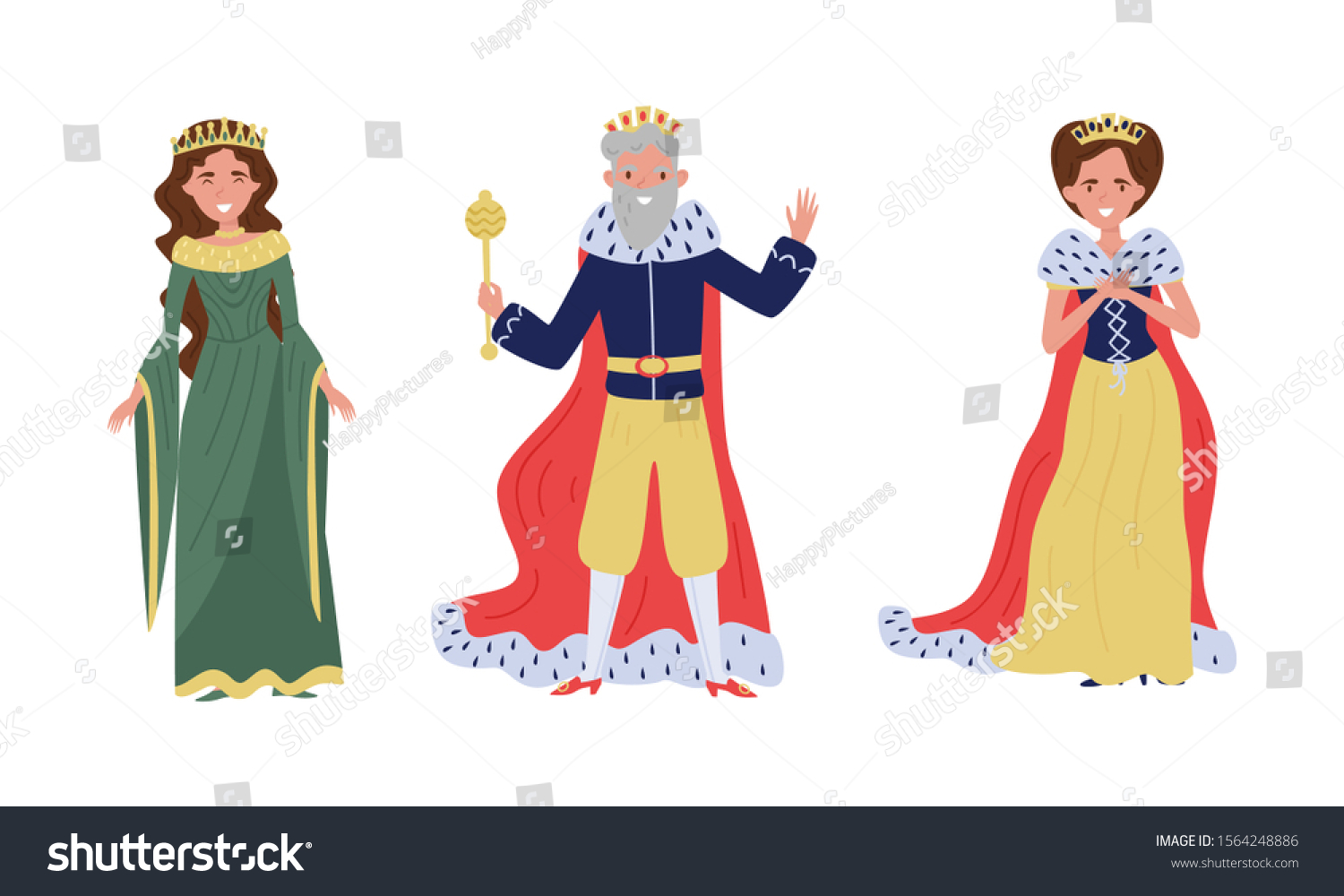 Medieval Royal Family Members Vector Illustrations Stock Vector ...