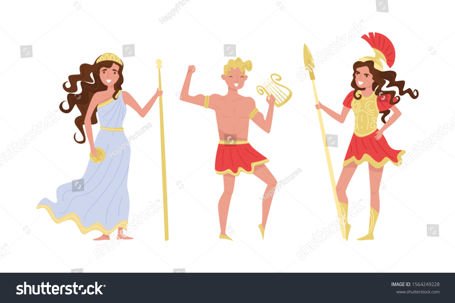 Greek Gods Isolated On White Background Stock Vector (Royalty Free ...