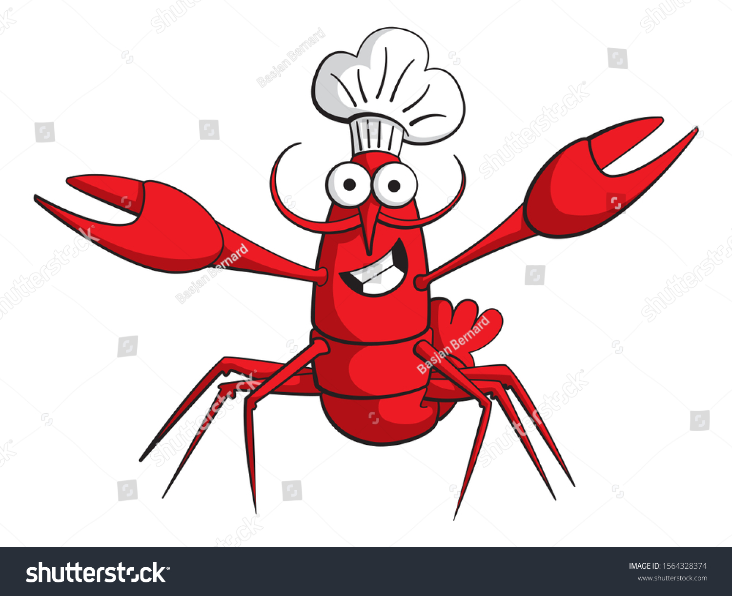 Cartoon Style Illustration Lobster Crayfish Character Stock Vector ...