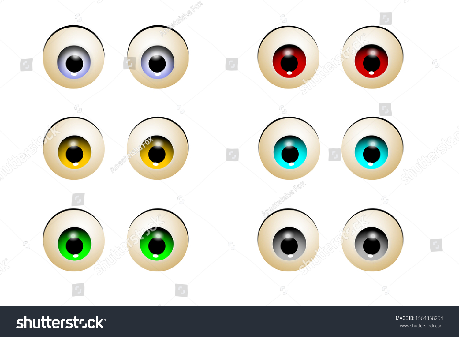 Cartoon Eyes Different Colors Irises Vector Stock Vector (royalty Free 