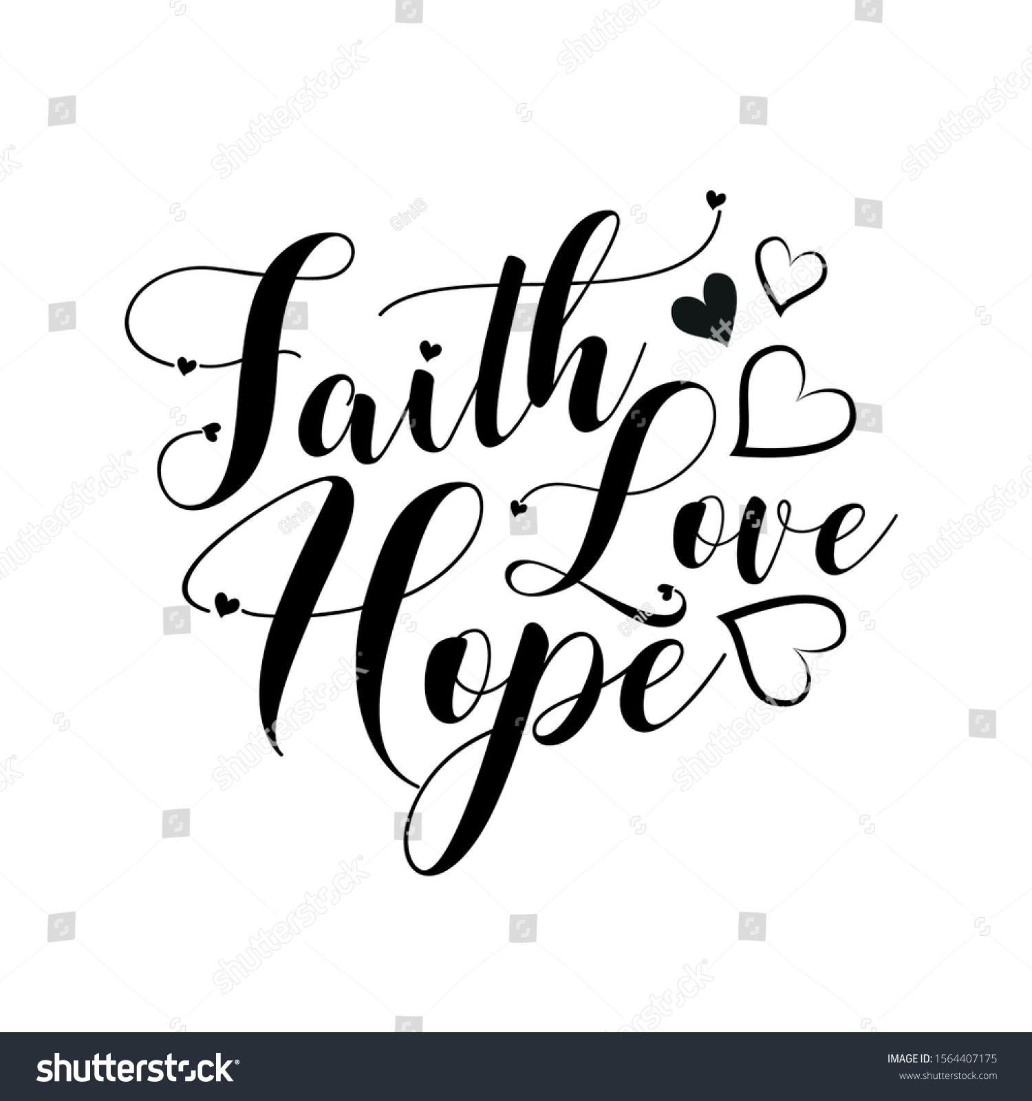 Faith Hope Love Positive Handwritten Text Stock Vector (Royalty Free ...