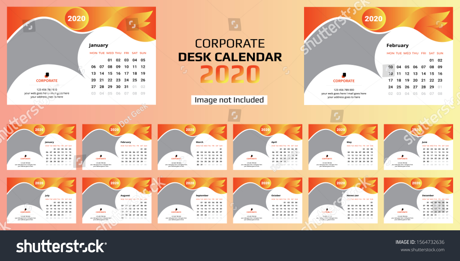 Desk Calendar Design Template 2020 Years Stock Vector Royalty Free