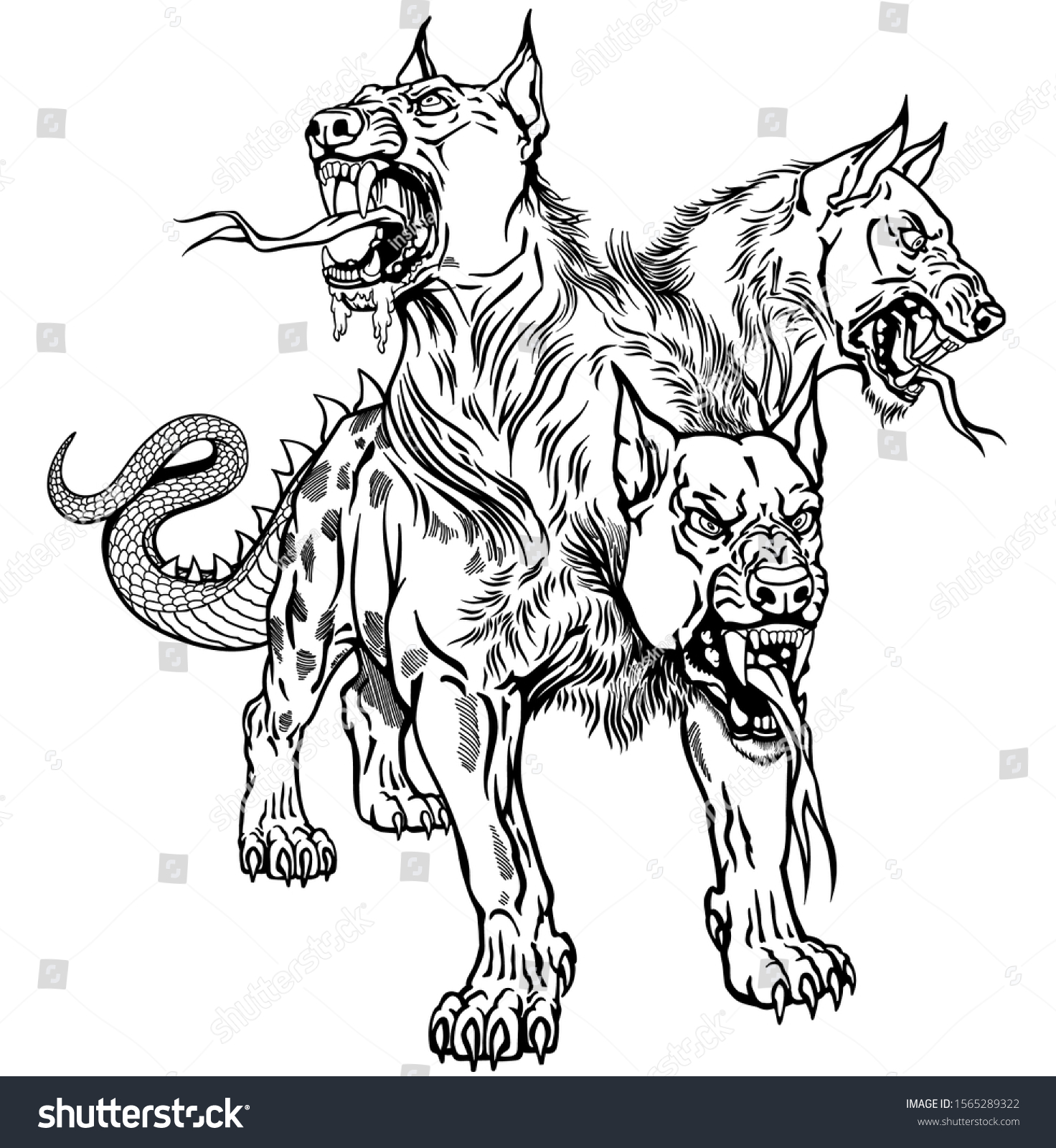 Cerberus Hellhound Mythological Three Headed Dog Stock Vector (Royalty ...