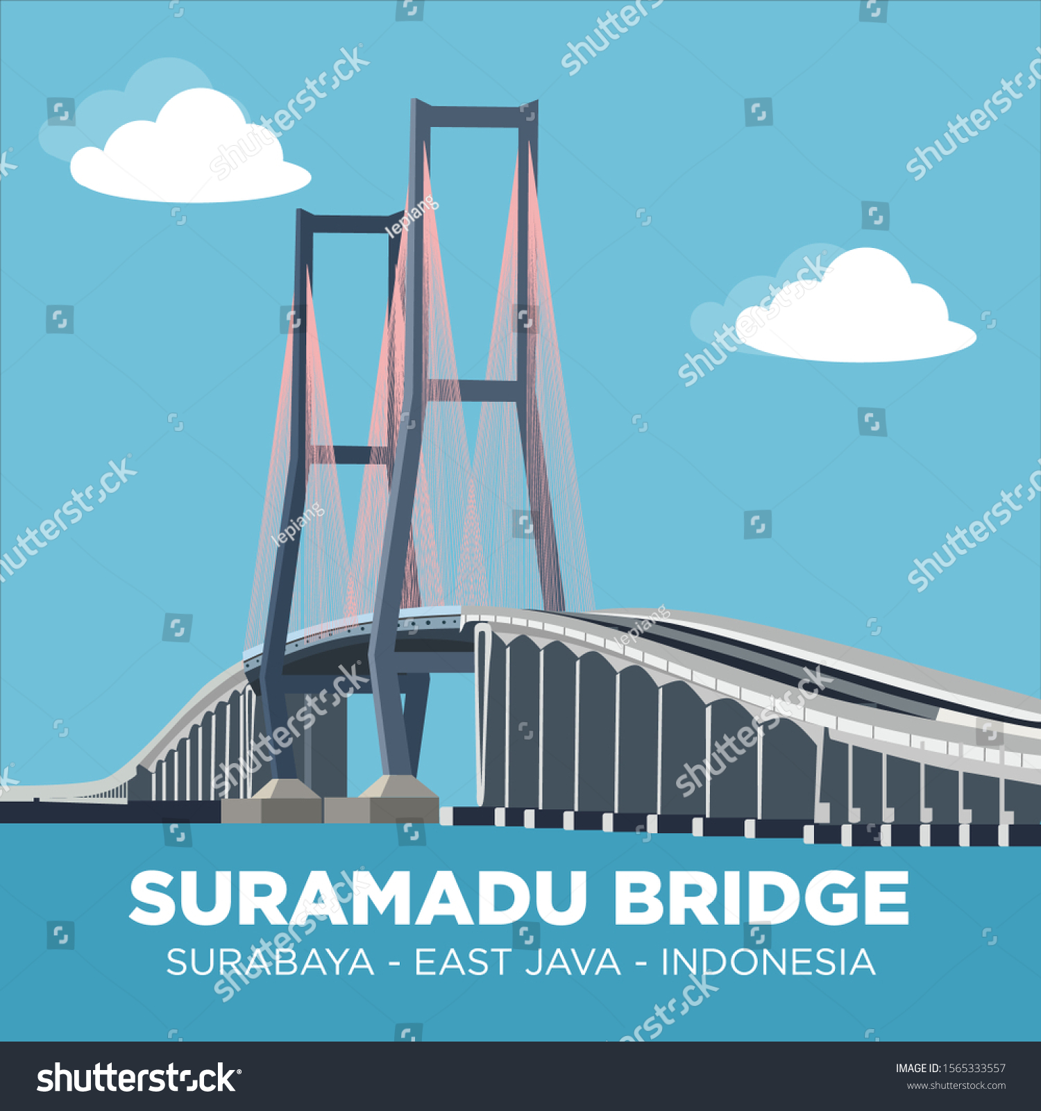 Vektor Stok Suramadu National Bridge Jembatan Suramadu Bridge (Tanpa ...