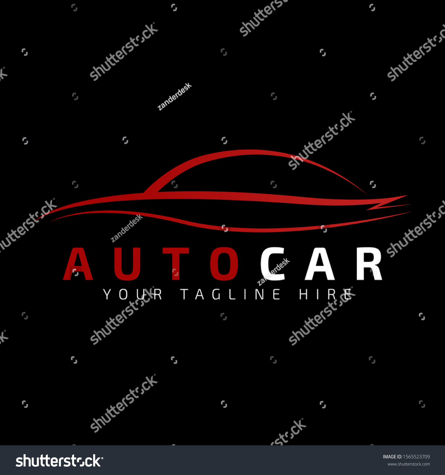 Red Car Logo Template Black Background Stock Vector (Royalty Free ...