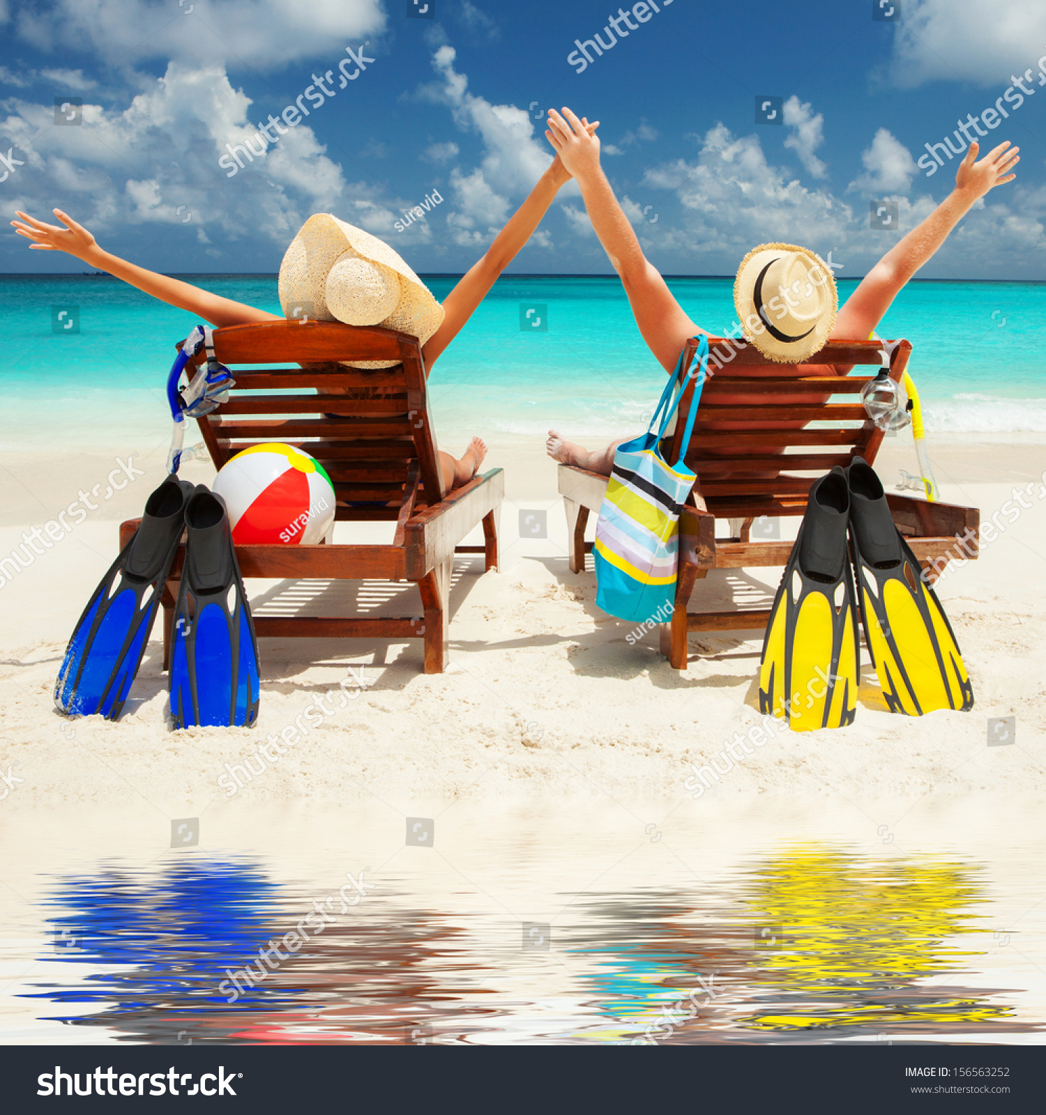 Happy Family Vacation Paradise Couple Relax Stock Photo 156563252 ...