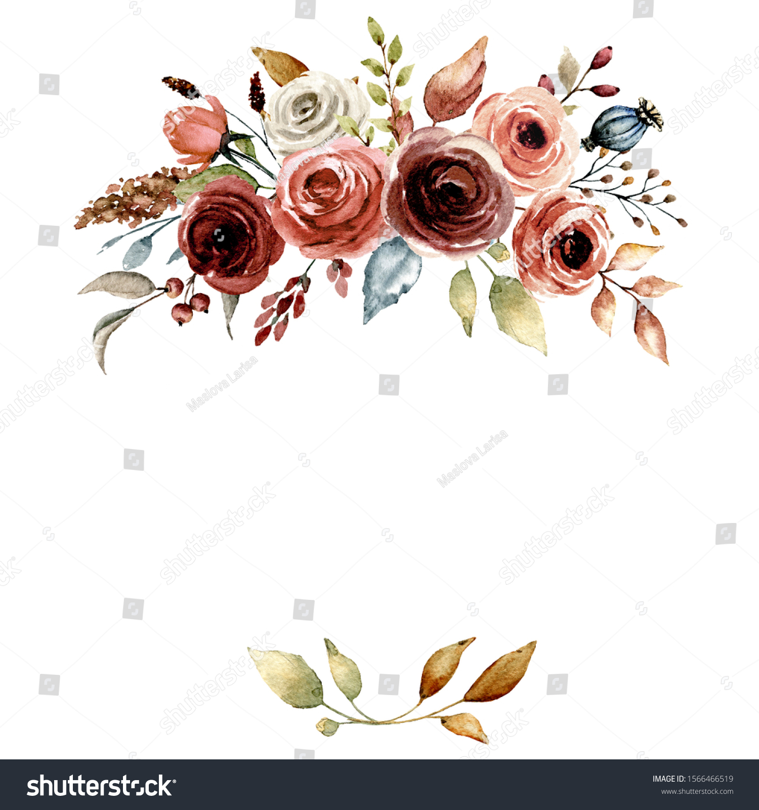 Greeting Card Template Watercolor Flowers Floral Stock Illustration ...