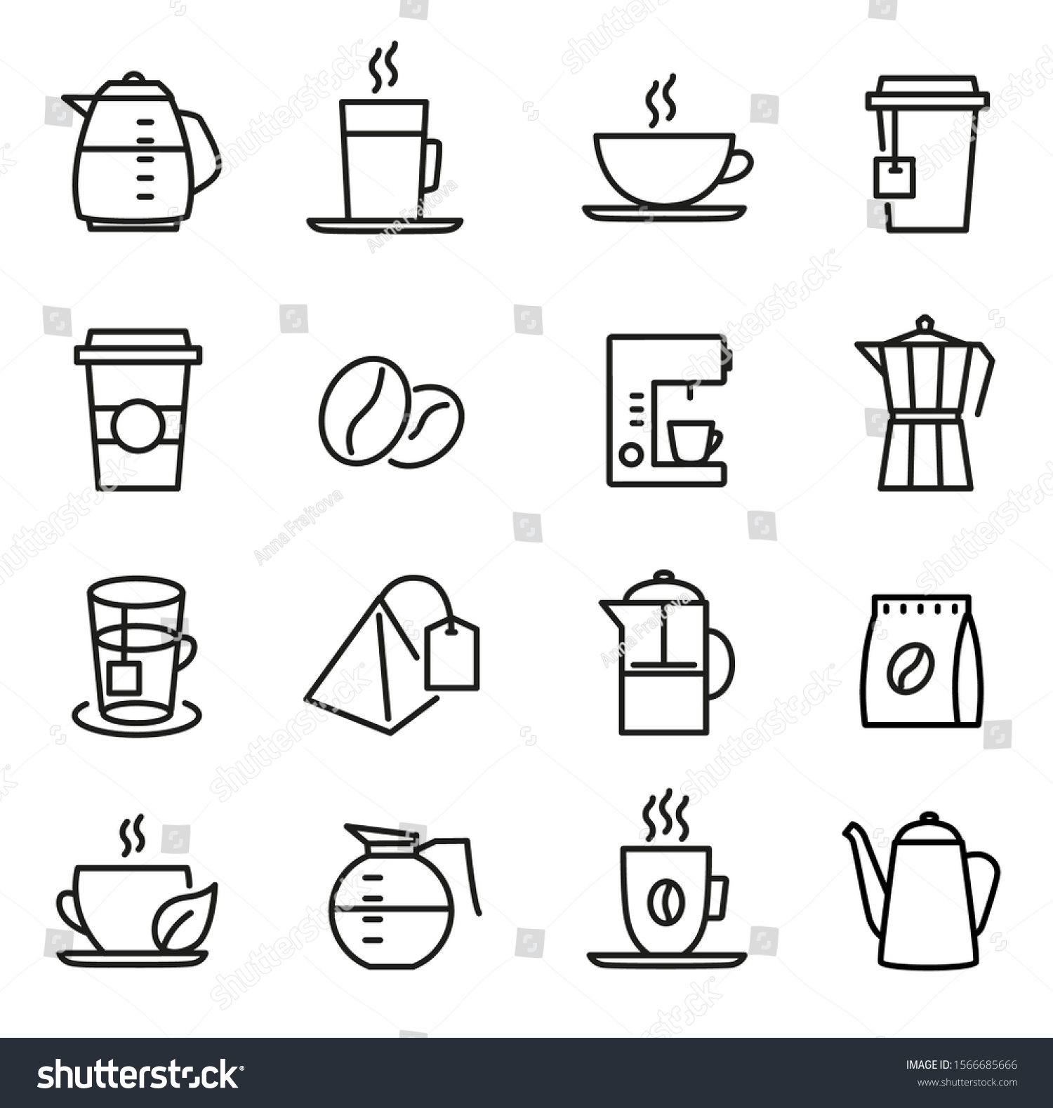 Coffee Tea Icons Can Be Used Stock Vector (Royalty Free) 1566685666 ...