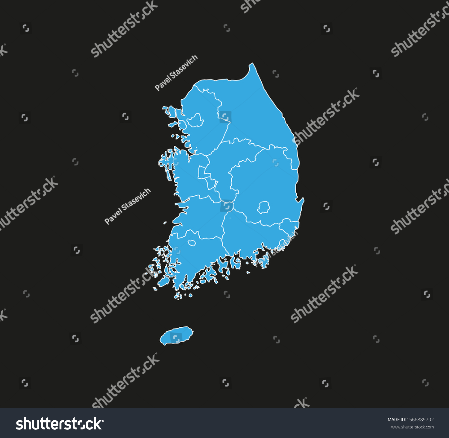 South Korea Map States Border Map Stock Vector (Royalty Free ...