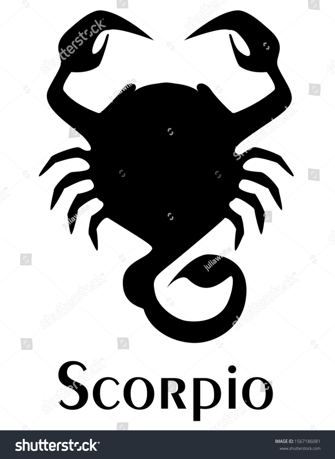 Scorpio Zodiac Sign Logo Tattoo Silhouette Stock Illustration ...