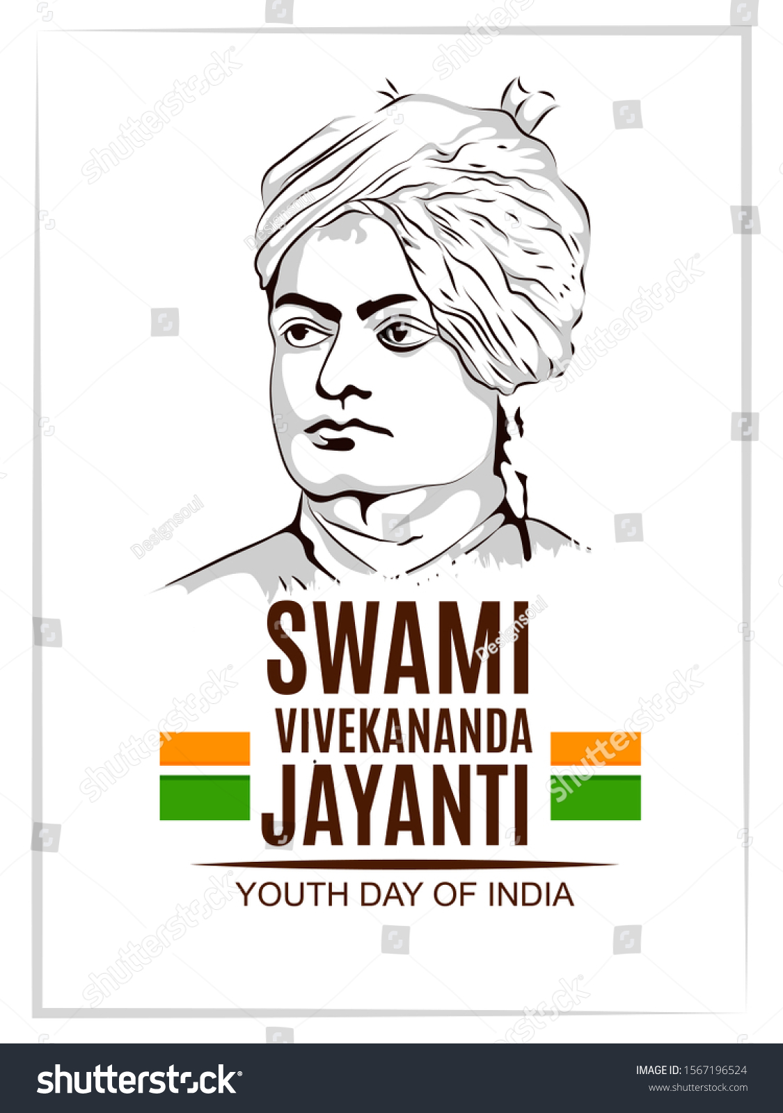 Swami Vivekananda Jayanti Swami Vivekananda Indian Stock Vector ...