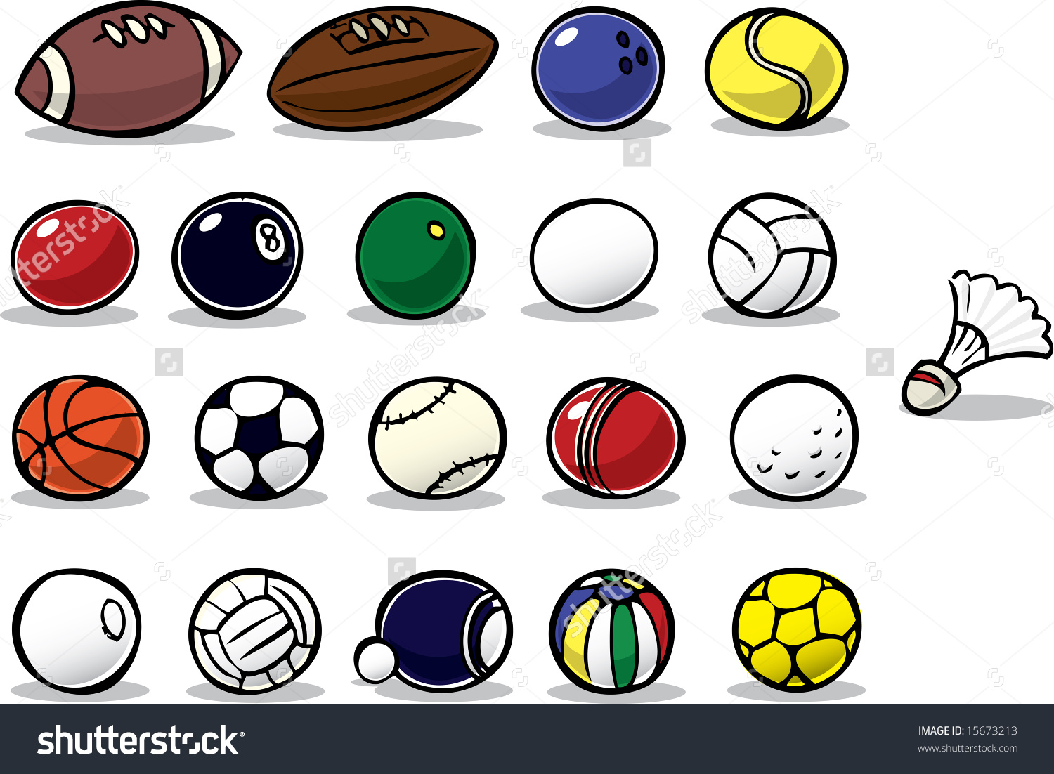 Нарисовать все спортивные мячи и их названия