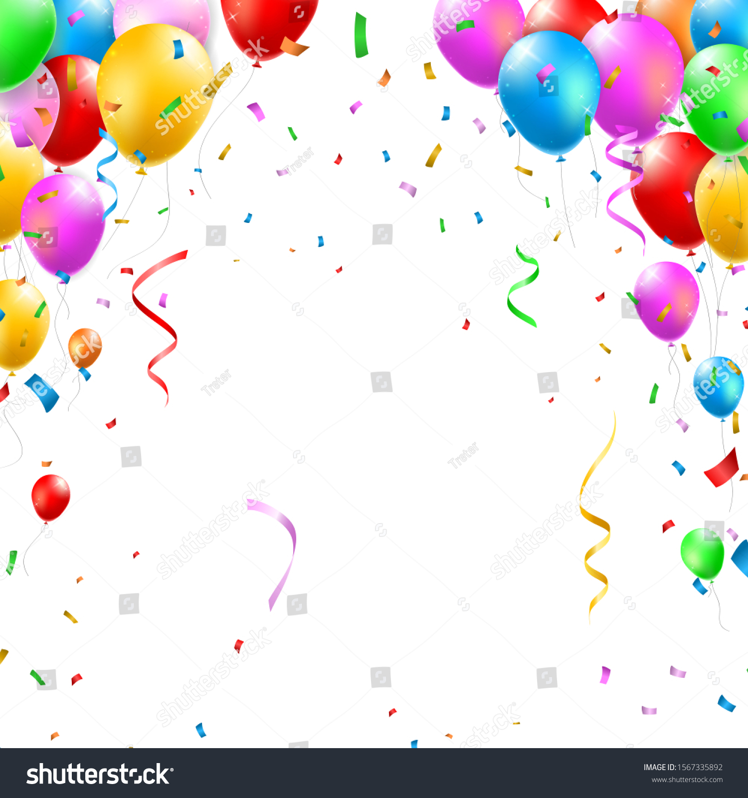 Colored Party Balloons Confetti On White Stock Vector (royalty Free 