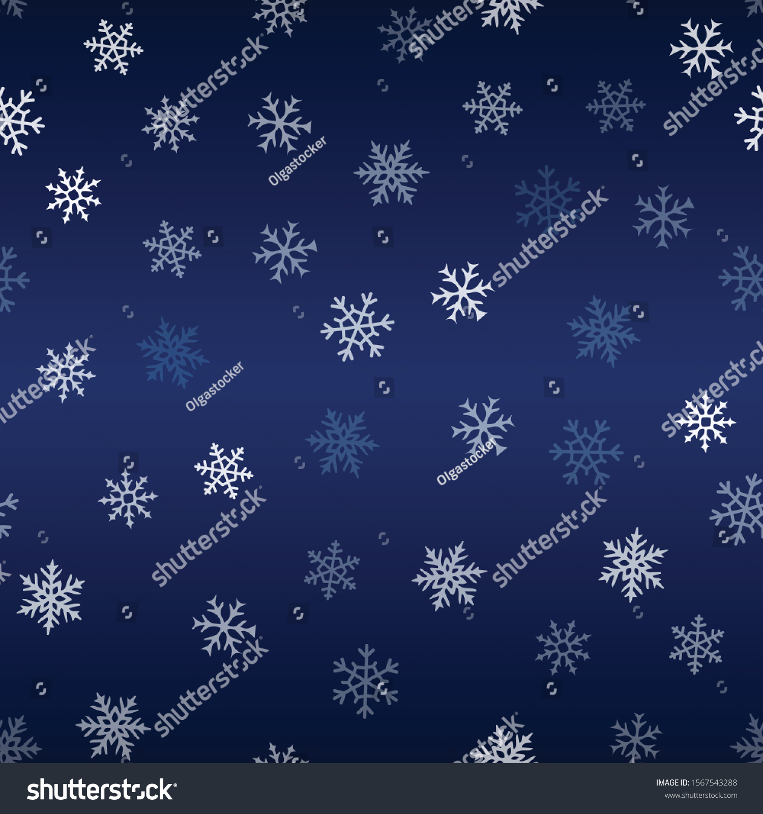 Vector Seamless Snowflakes Pattern Winter Christmas Stock Vector ...