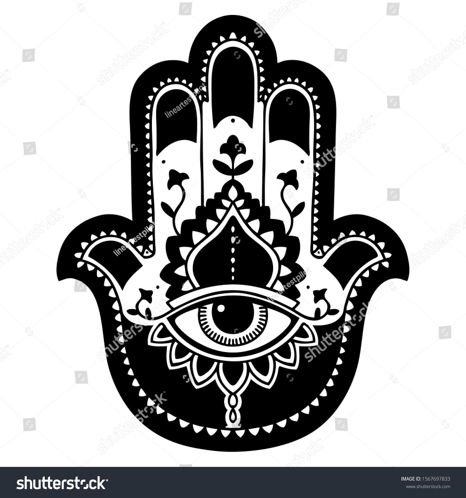 Traditional Evil Eye Ward Hamza Tattoo Stock Illustration 1567697833 ...