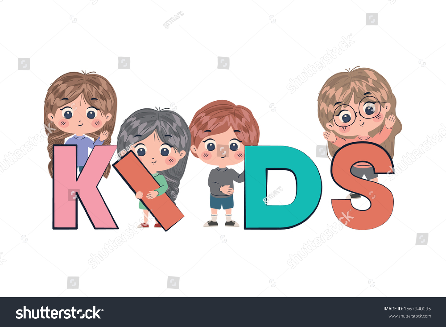 Girls Boys Cartoons Design Kids Friendship Stock Vector (Royalty Free ...