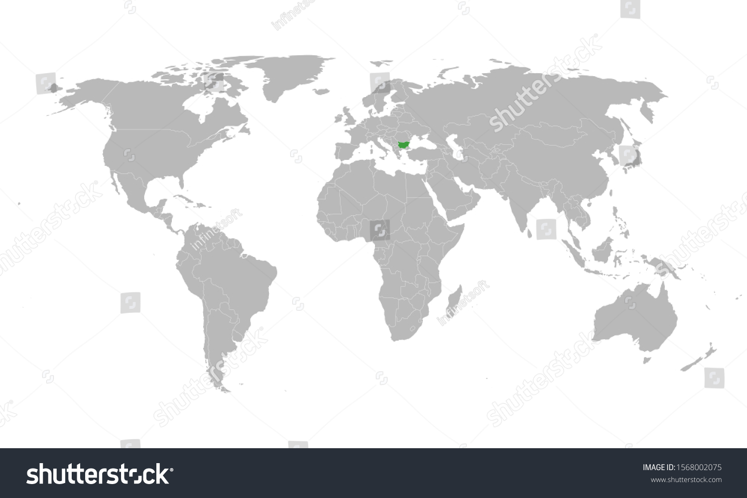 Bulgaria Map Highlighted Green On World Stock Vector Royalty Free   Stock Vector Bulgaria Map Highlighted Green On World Map Vector Gray Background Perfect For Business Concept 1568002075 