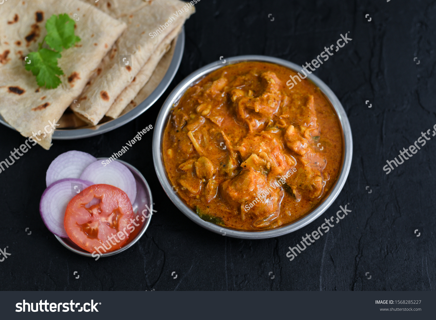 Traditional Kerala Chicken Curry Chapati Hot Stock Photo 1568285227