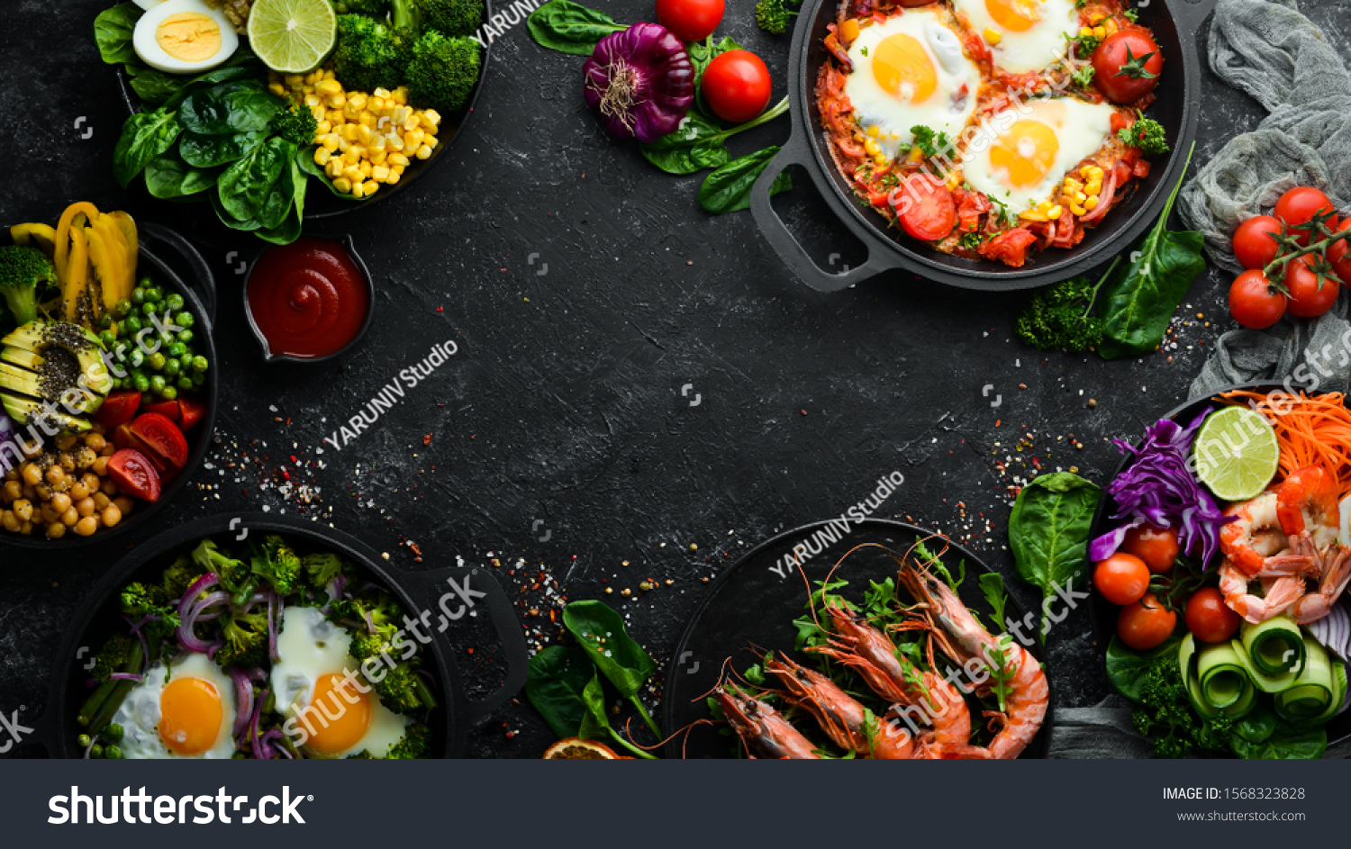 Food Set Dishes On Table Traditional Stock Photo 1568323828 | Shutterstock