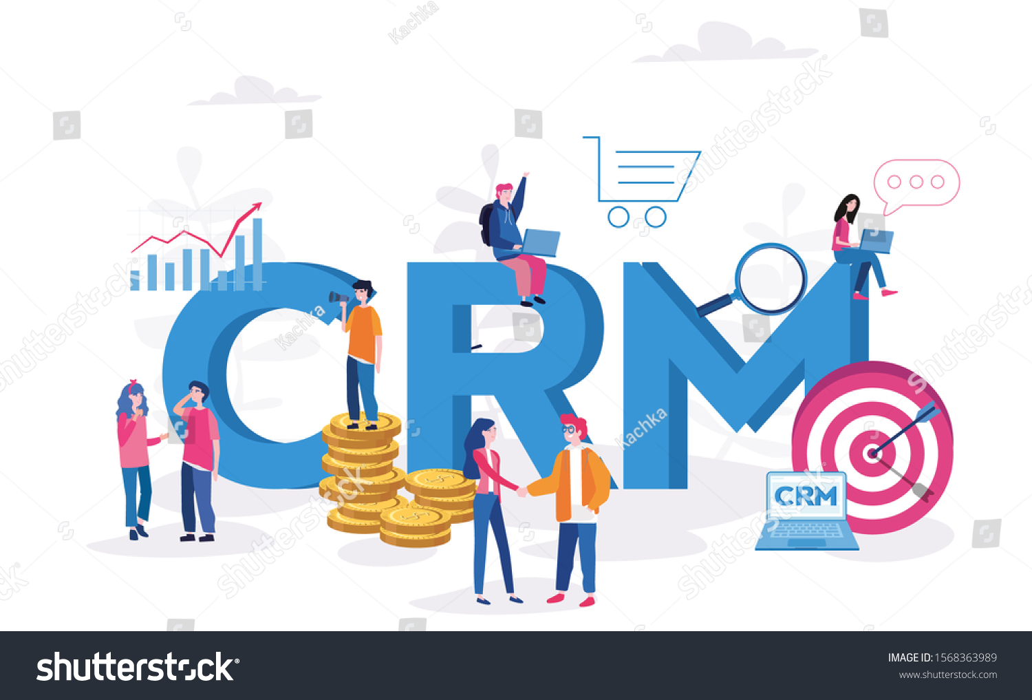 Crm Customer Relationship Management Vector Illustration Stock Vector ...