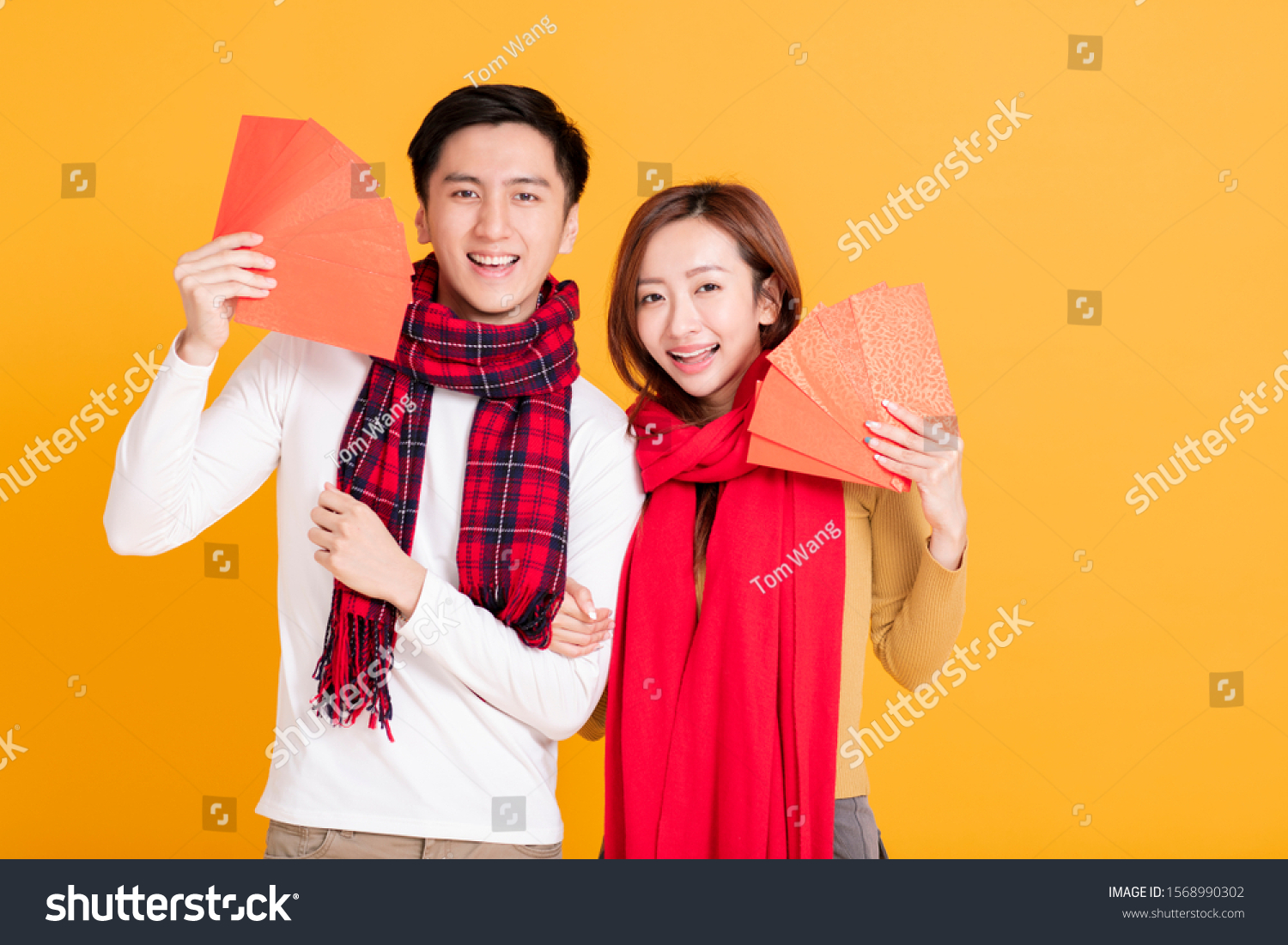 Happy Asian Young Couple Celebrating Chinese Stock Photo 1568990302 