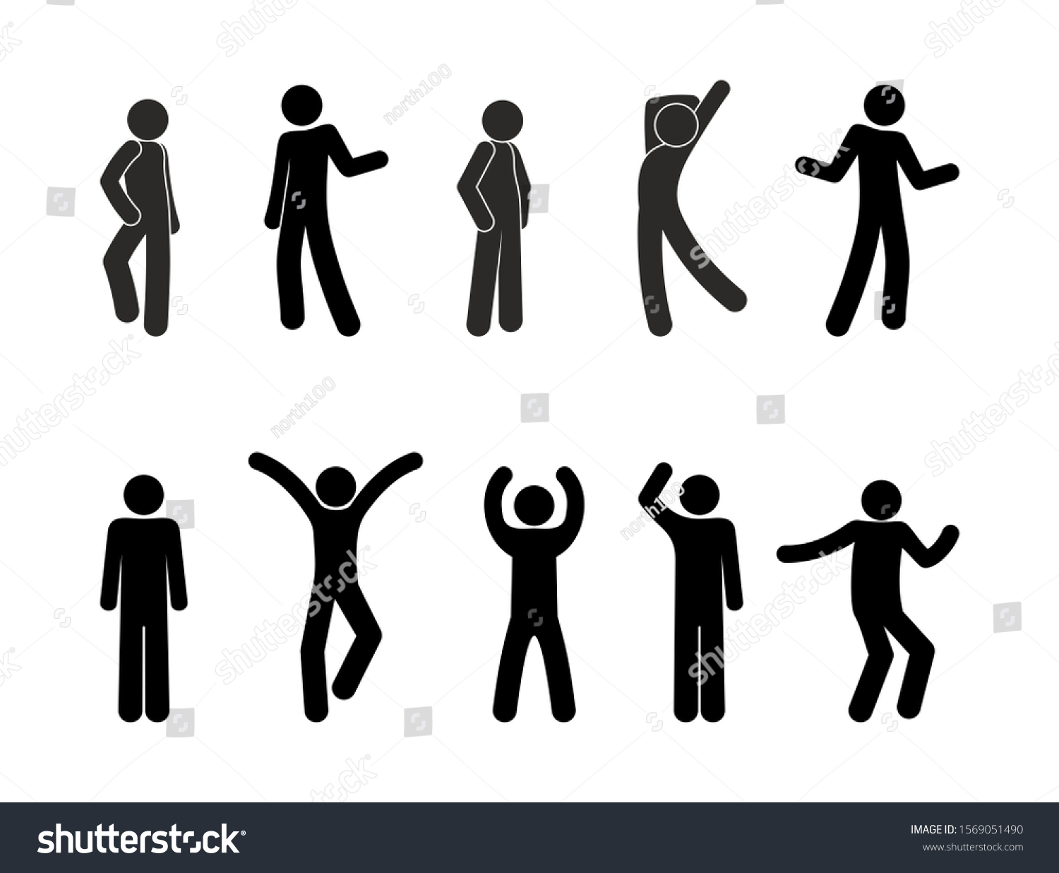 Man Icon Dancing Posture People Stand Stock Illustration 1569051490 ...