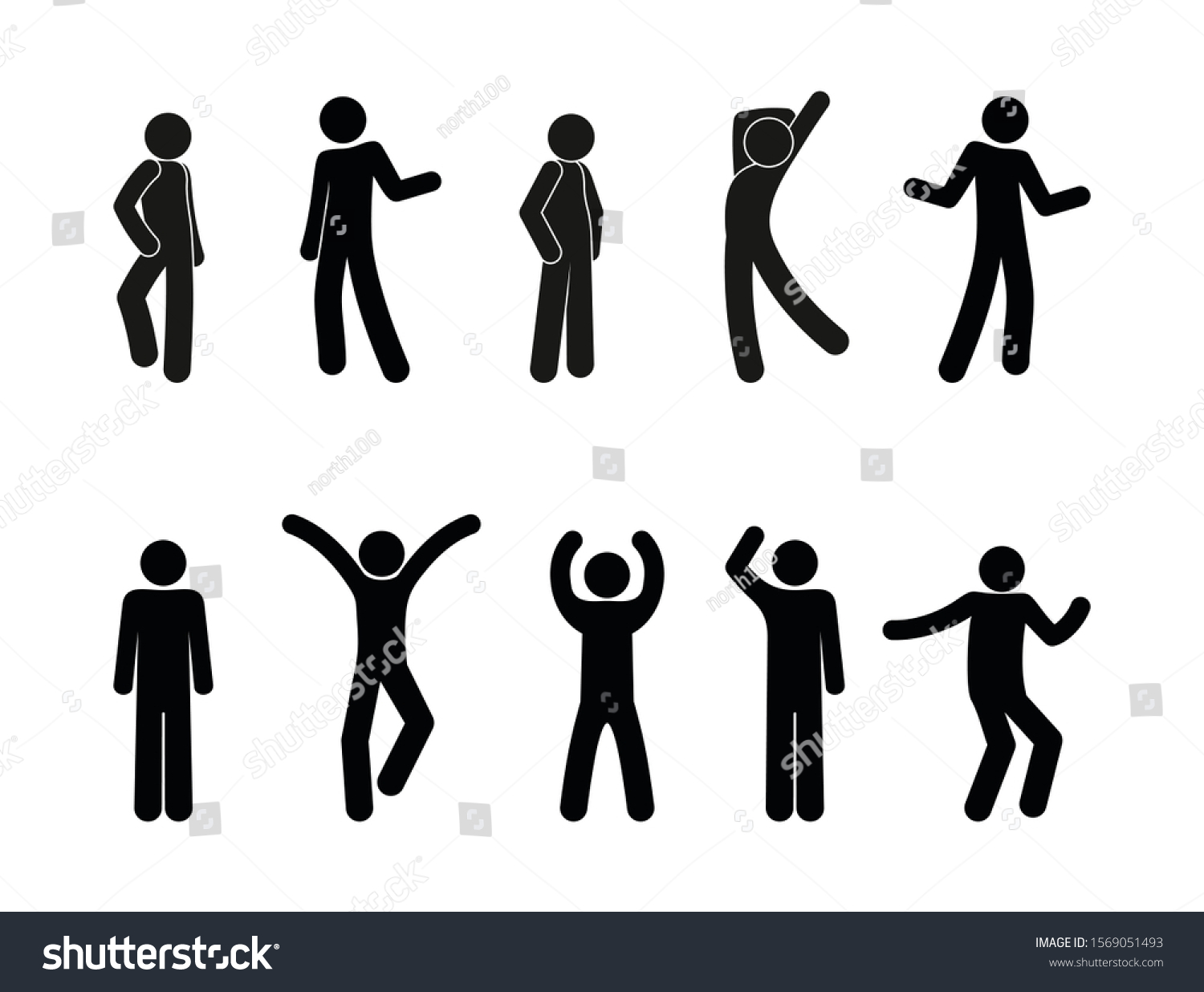 Man Icon Dancing Posture People Stand Stock Vector (Royalty Free ...