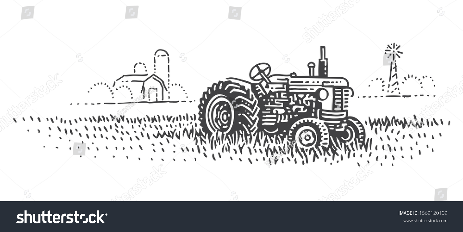 Гравюра трактор