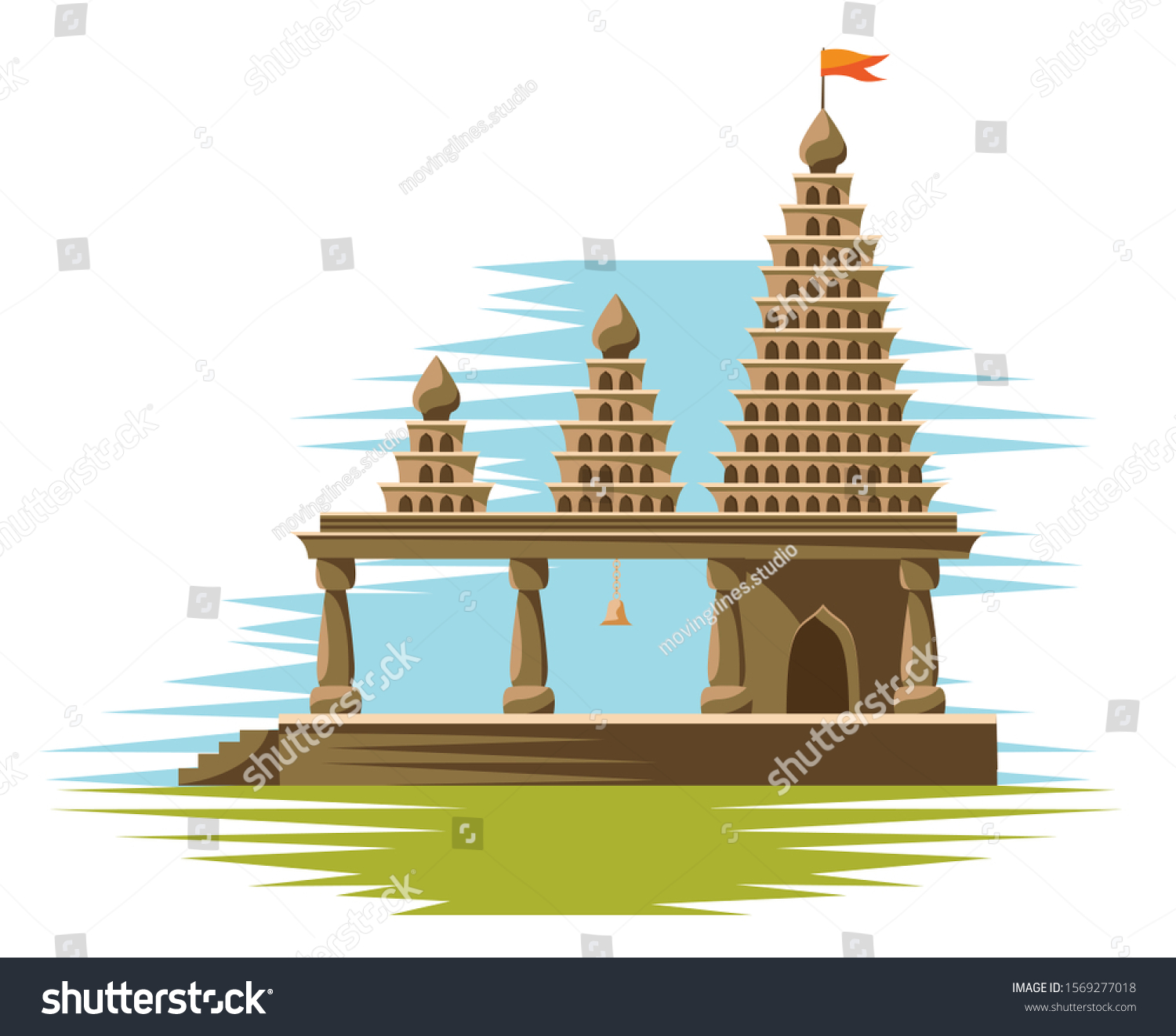 Traditional Religious Hindu Temple Vector Illustration Stock Vector ...