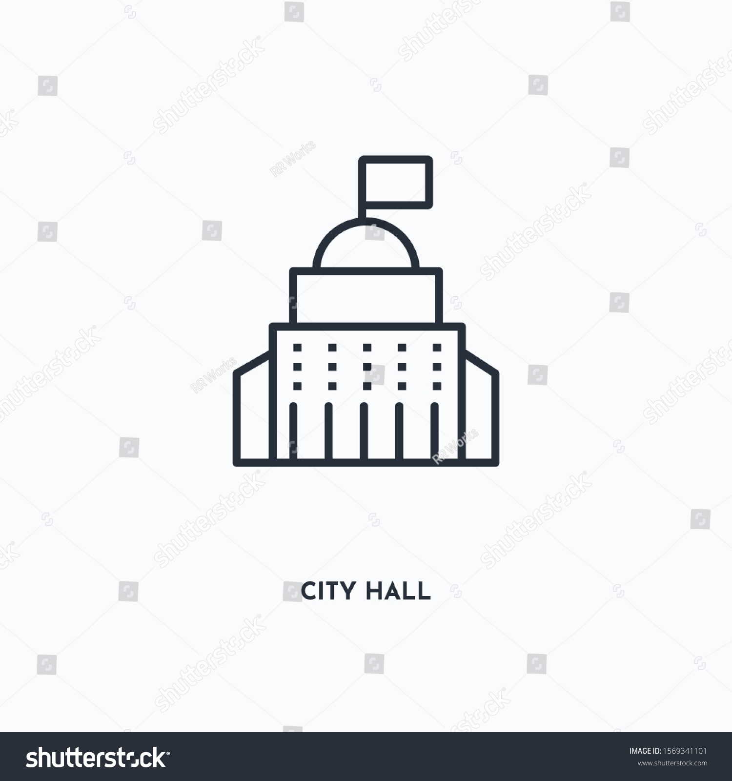 City Hall Outline Icon Simple Linear Stock Vector (royalty Free 