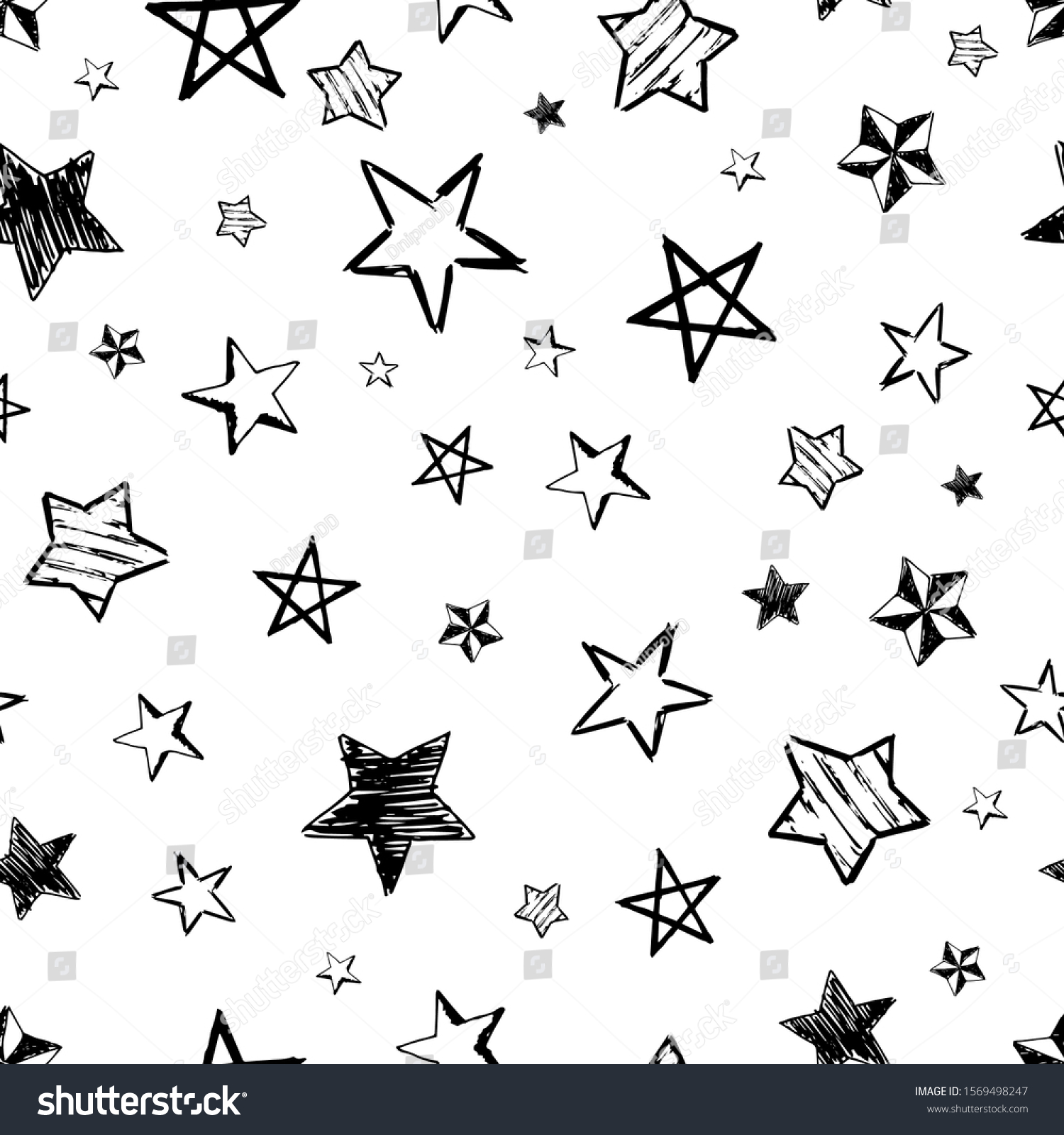 Seamless Background Doodle Stars Black Hand Stock Vector (Royalty Free ...