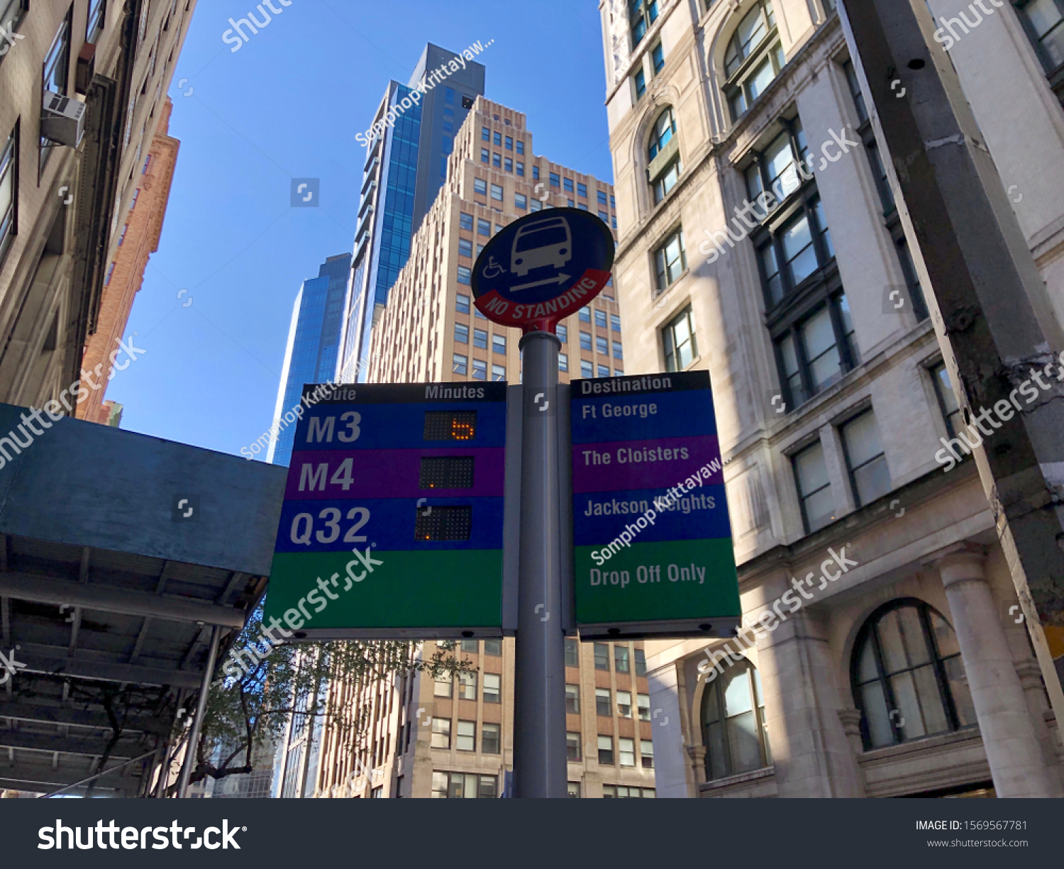 new york bus stop sign