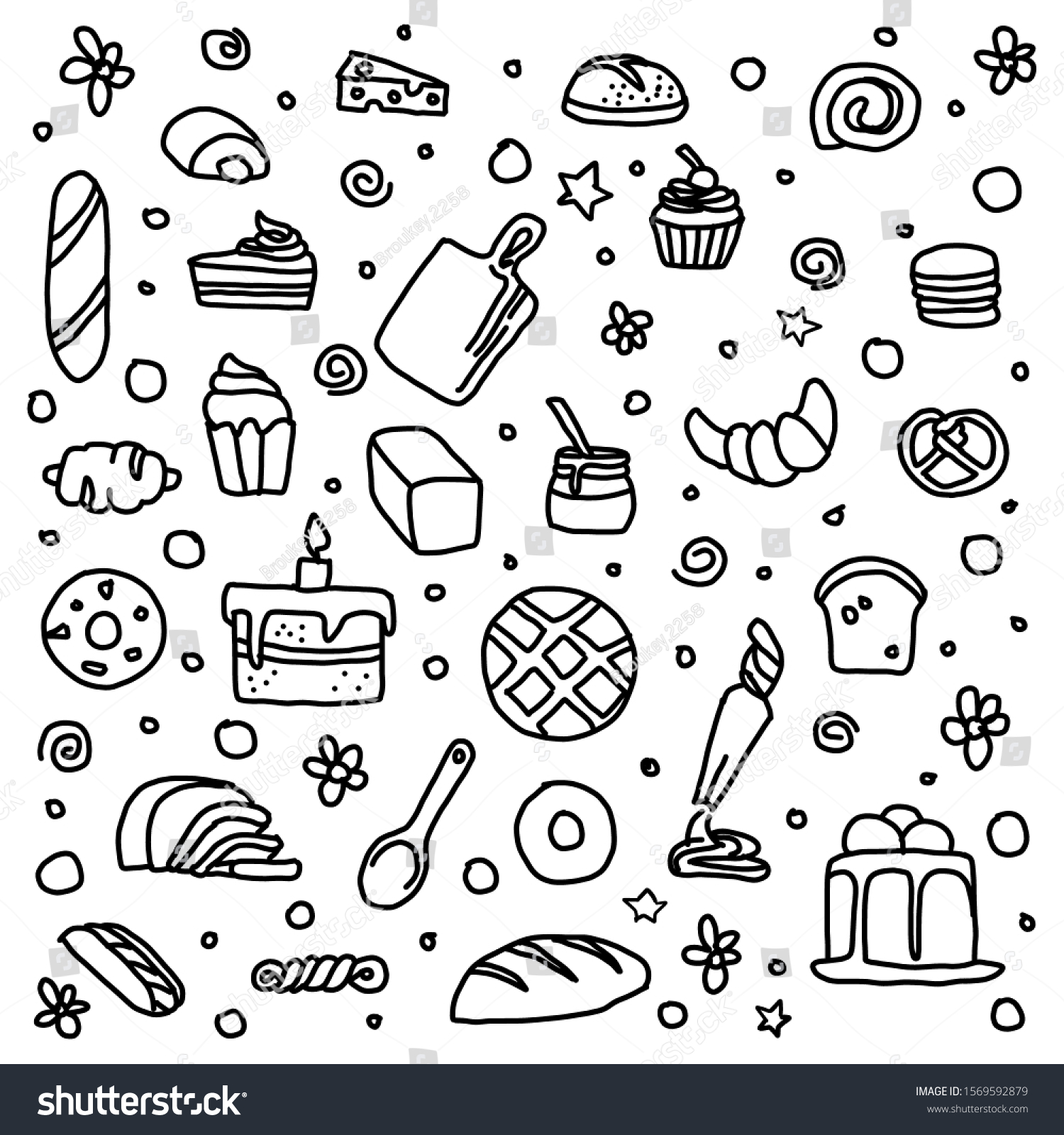 Bakery Doodle Set Wallpaper Any Graphic Stock Vector (Royalty Free ...