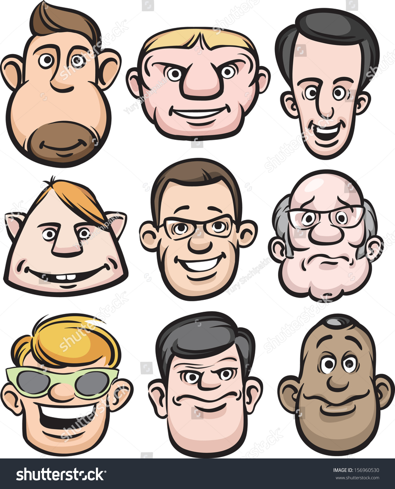 Vektor Stok Vector Illustration Comic Men Faces Easyedit Tanpa Royalti 156960530 Shutterstock 6695