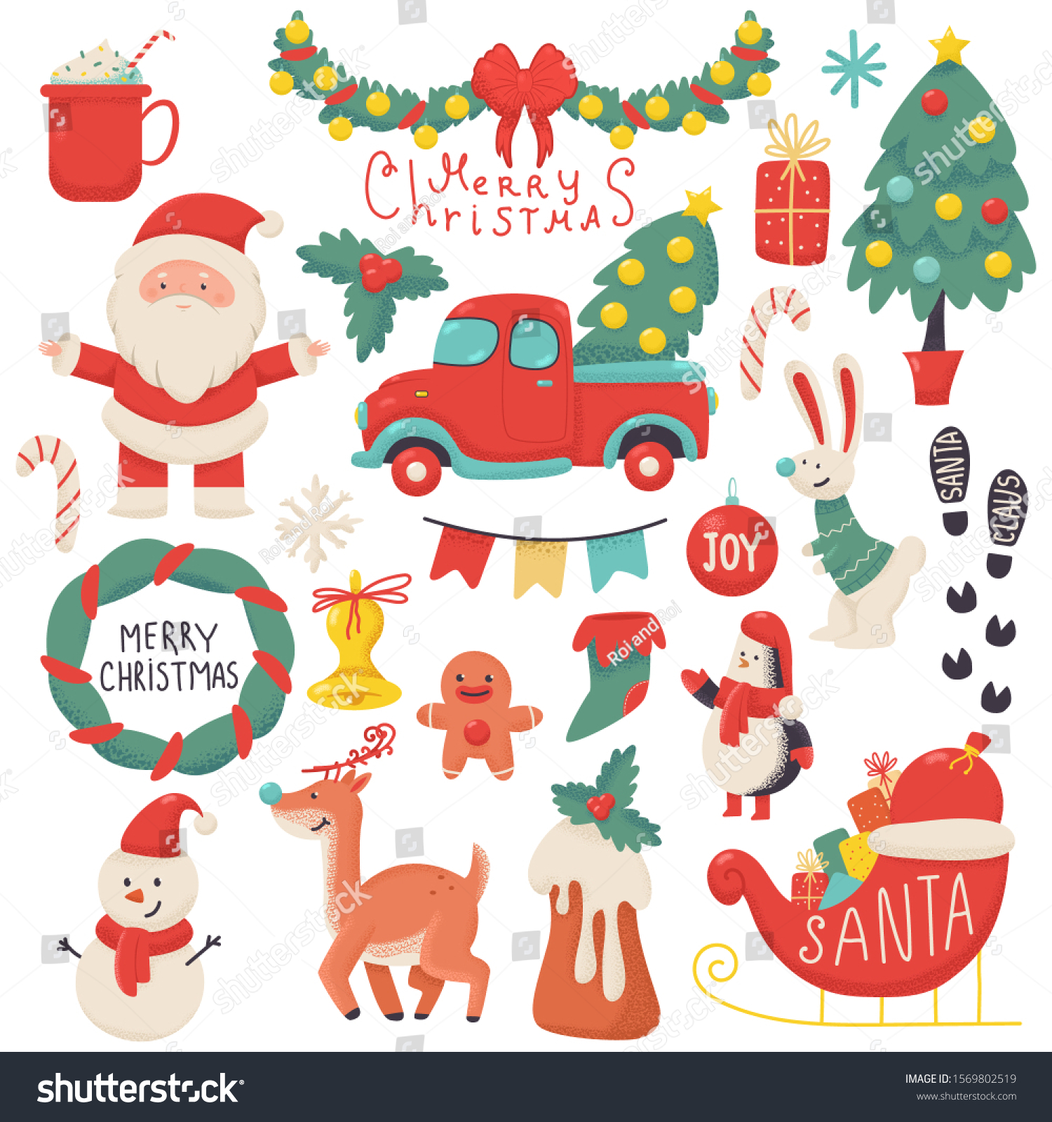 Christmas Elements Vector Cartoon Set Isolated Stock Vector (Royalty ...