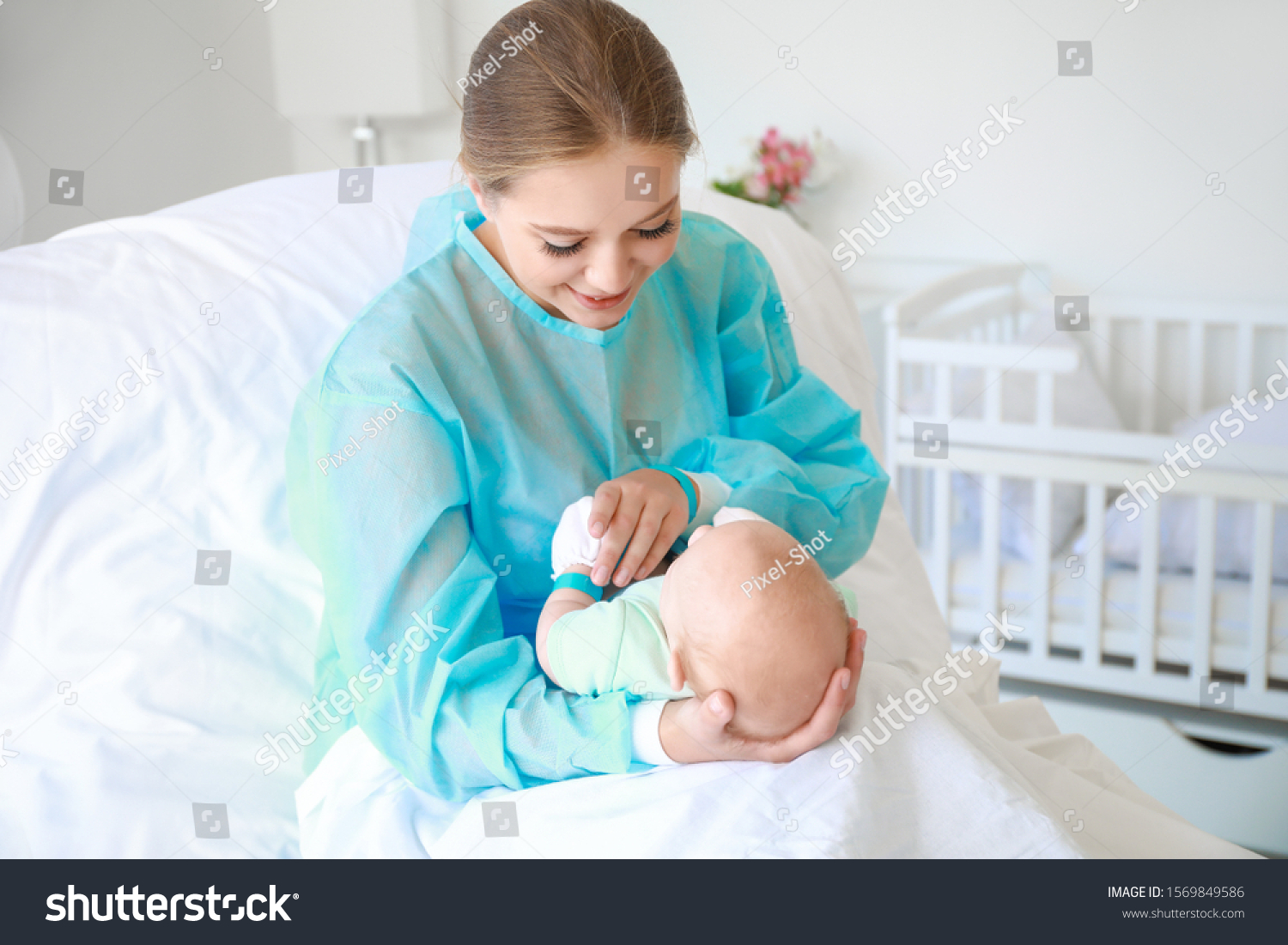 Young Woman Newborn Baby Maternity Hospital Stock Photo 1569849586 ...