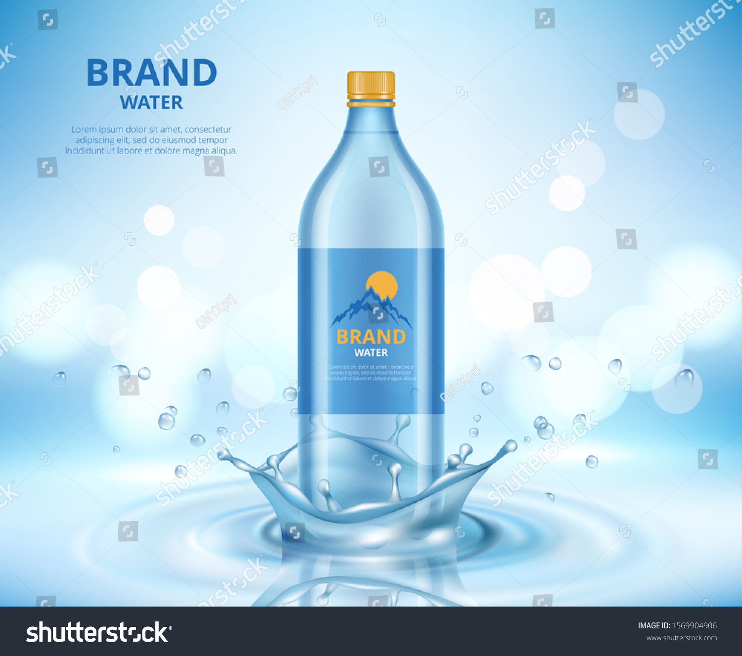 Water Advertizing Clean Transparent Bottle Standing Stock Vector ...