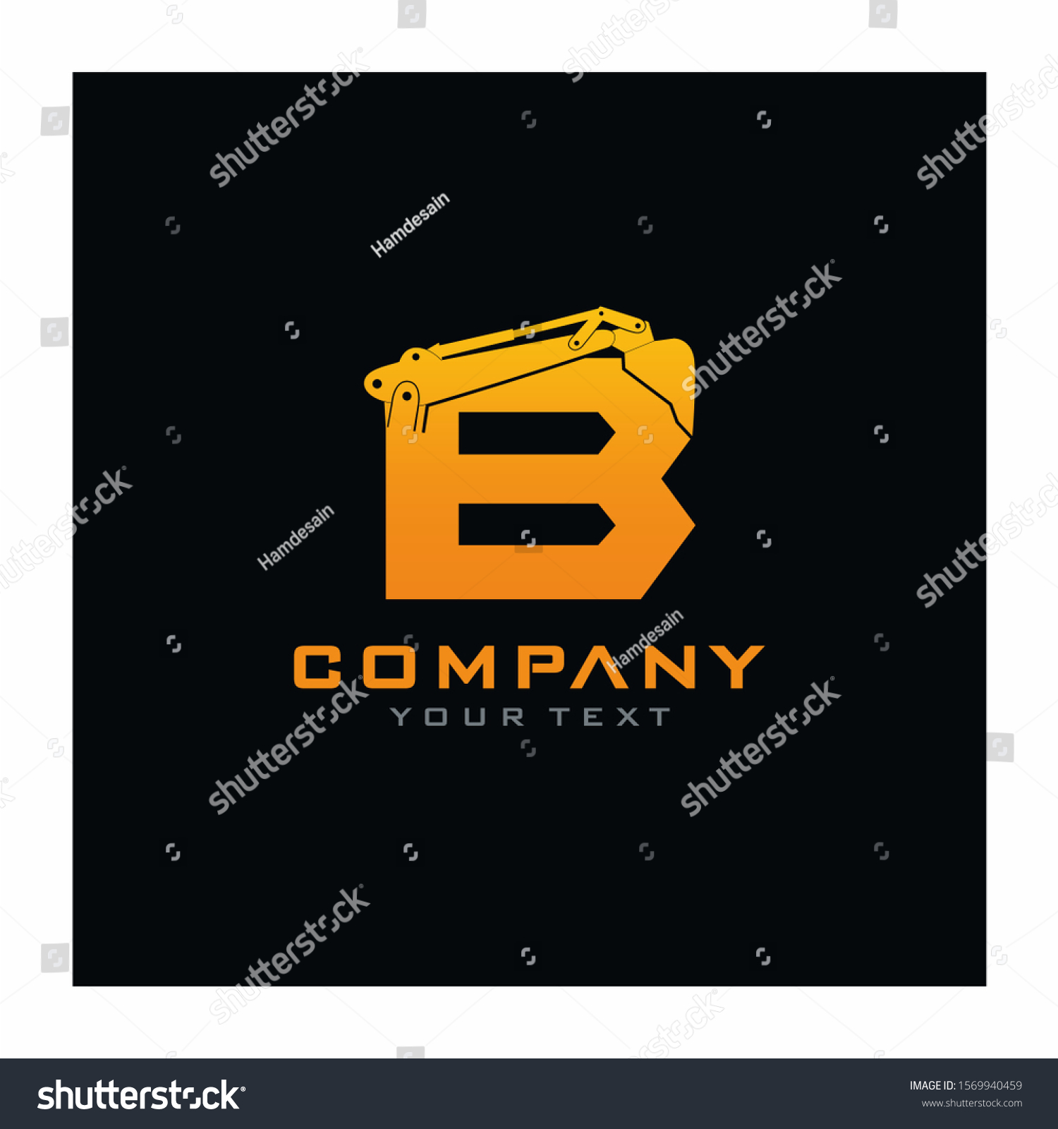 B Letter Excavator Logo Design Vector Stock Vector (Royalty Free ...