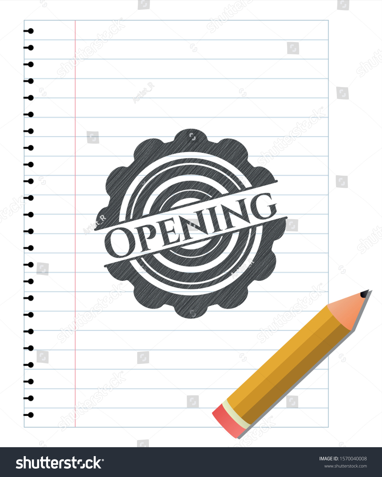 Opening Draw Pencil Effect Vector Illustration Stock Vector (Royalty