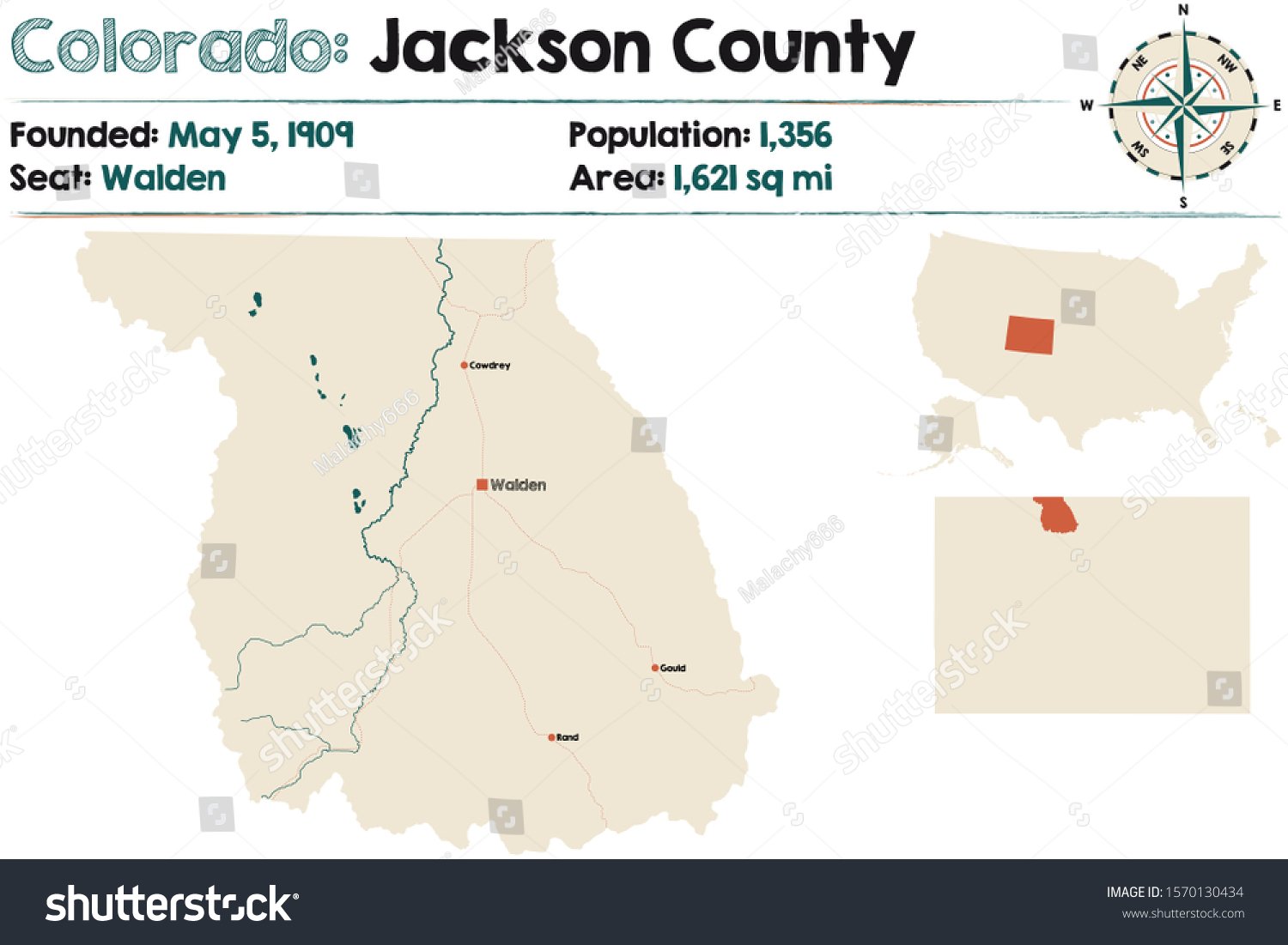 Large Detailed Map Jackson County Colorado Stock Vector (royalty Free 