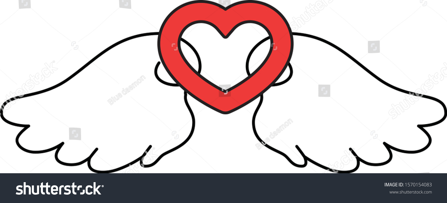 This Illustration Cute Angel Wings Love Stock Vector (Royalty Free ...