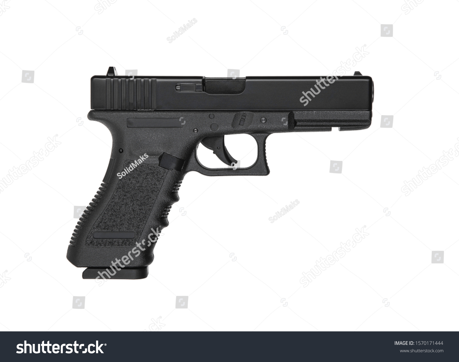 Black Gun Pistol Isolated On White Stock Photo 1570171444 