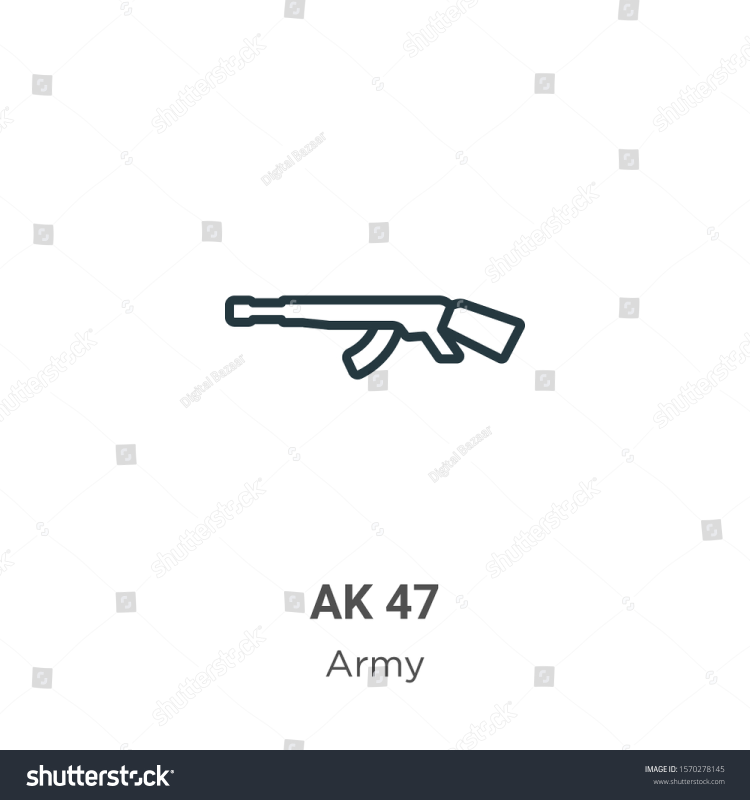 Ak 47 Outline Vector Icon Thin Stock Vector (Royalty Free) 1570278145 ...