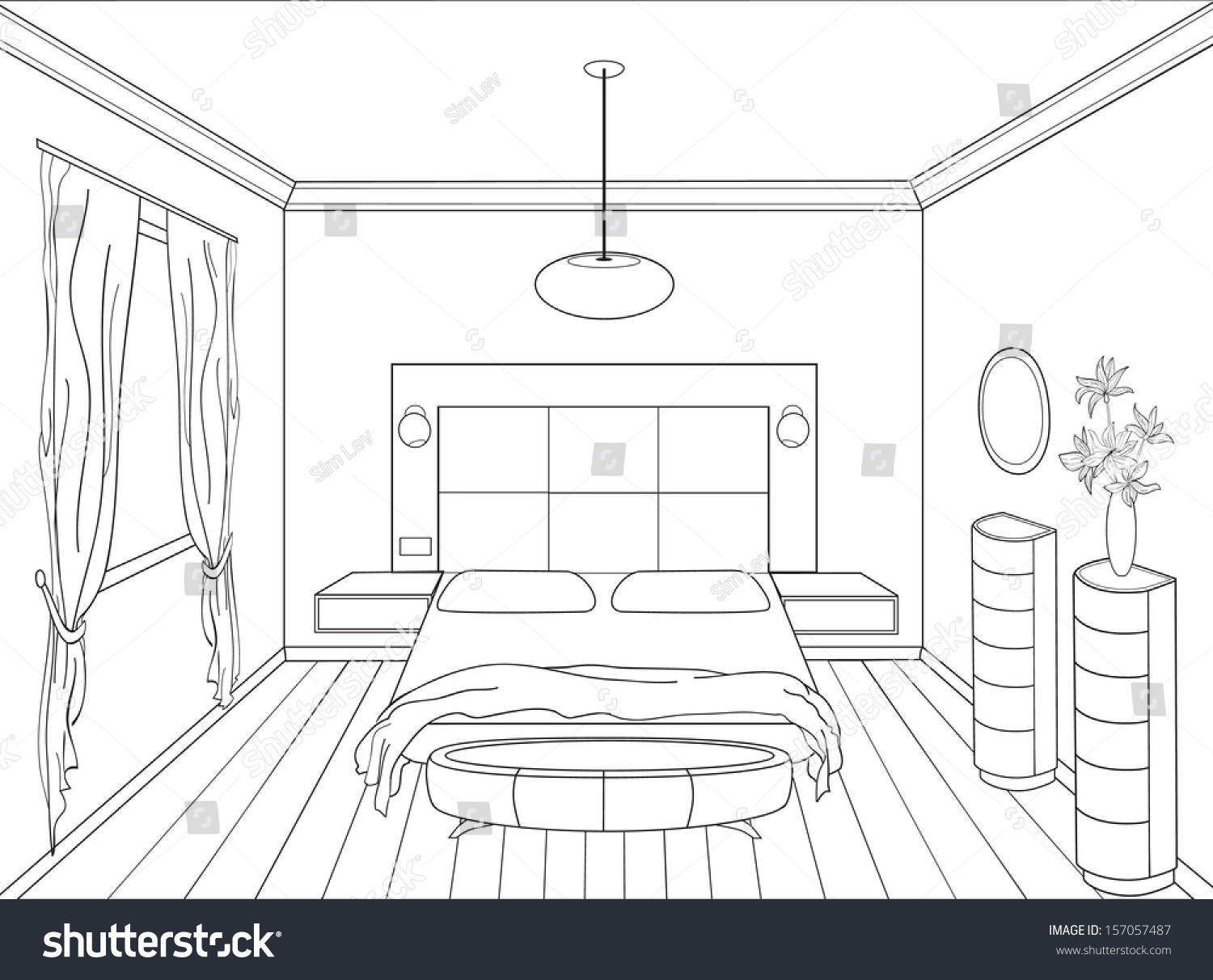 Фронтальная спальня срисовка