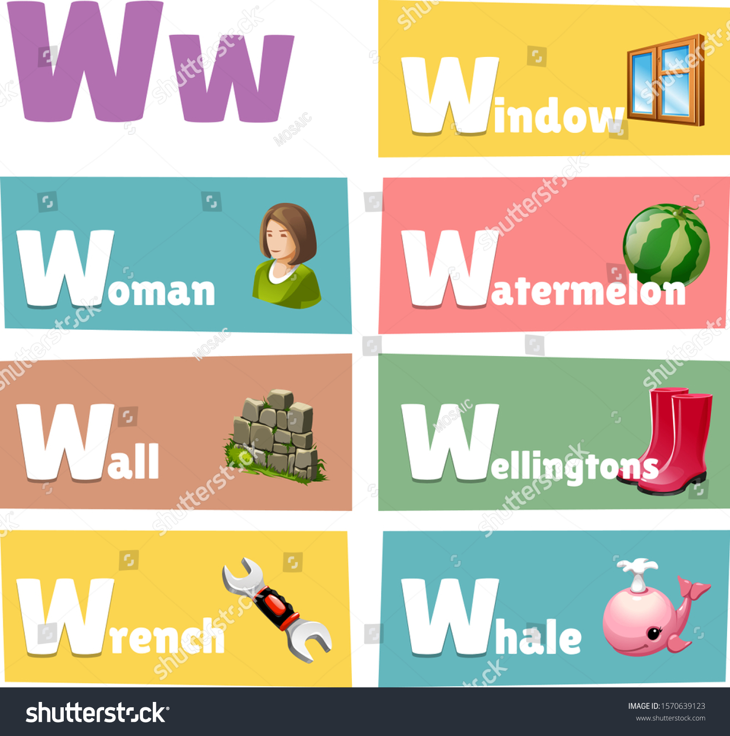 Vector W Letter Pictures Words W Stock Vector Royalty Free 1570639123 Shutterstock