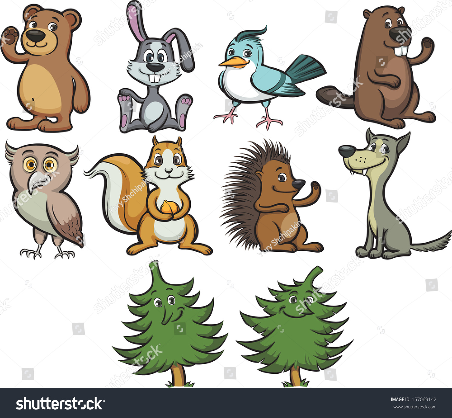 Лесные животные мультяшные