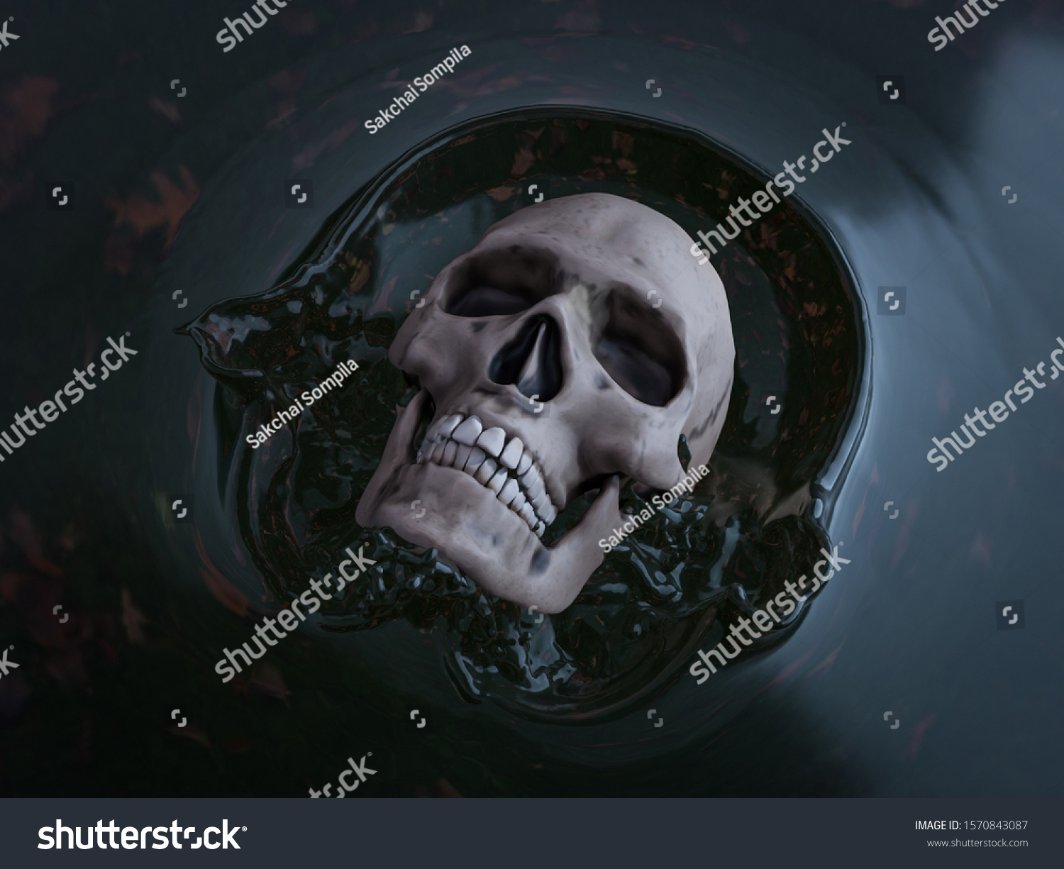 3d Illustration3d Rendering Human Skull Floating Stock Illustration  1570843087 | Shutterstock
