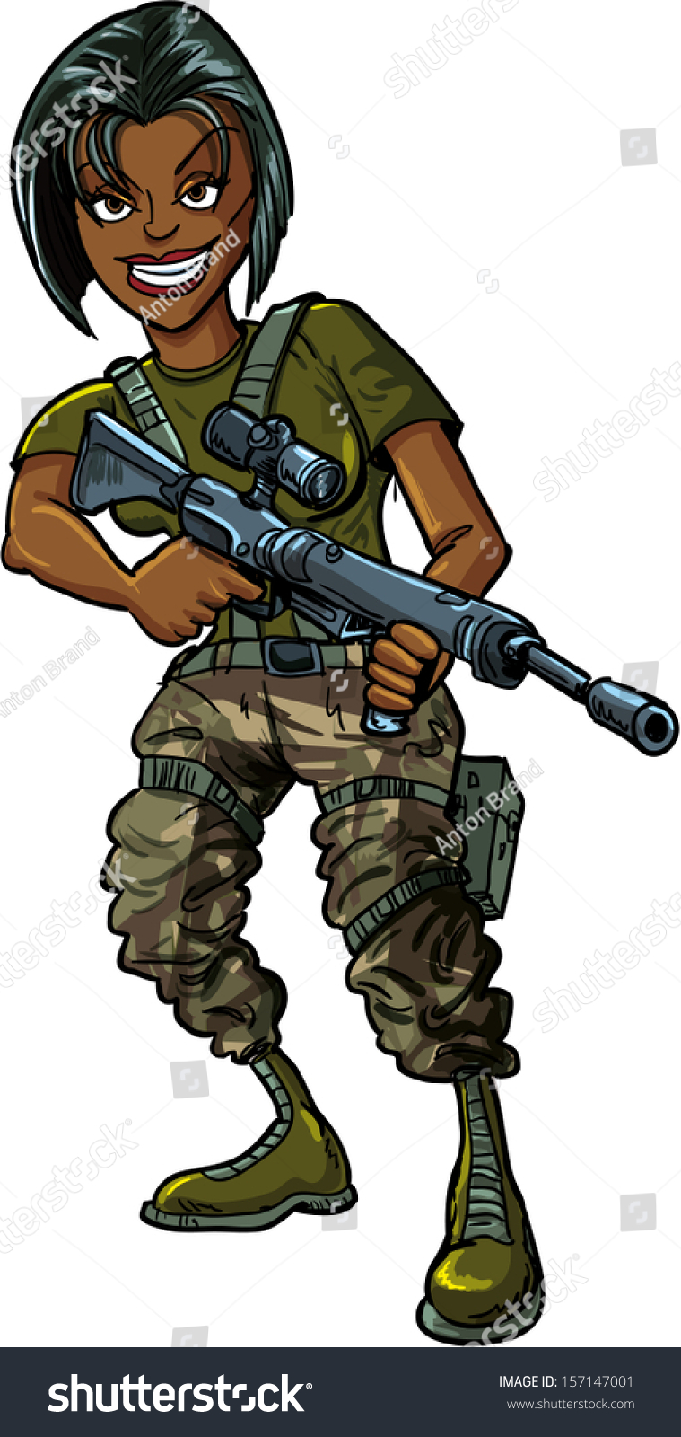 Black Female Soldier Assault Rifle Isolated Stock Vector (Royalty Free ...